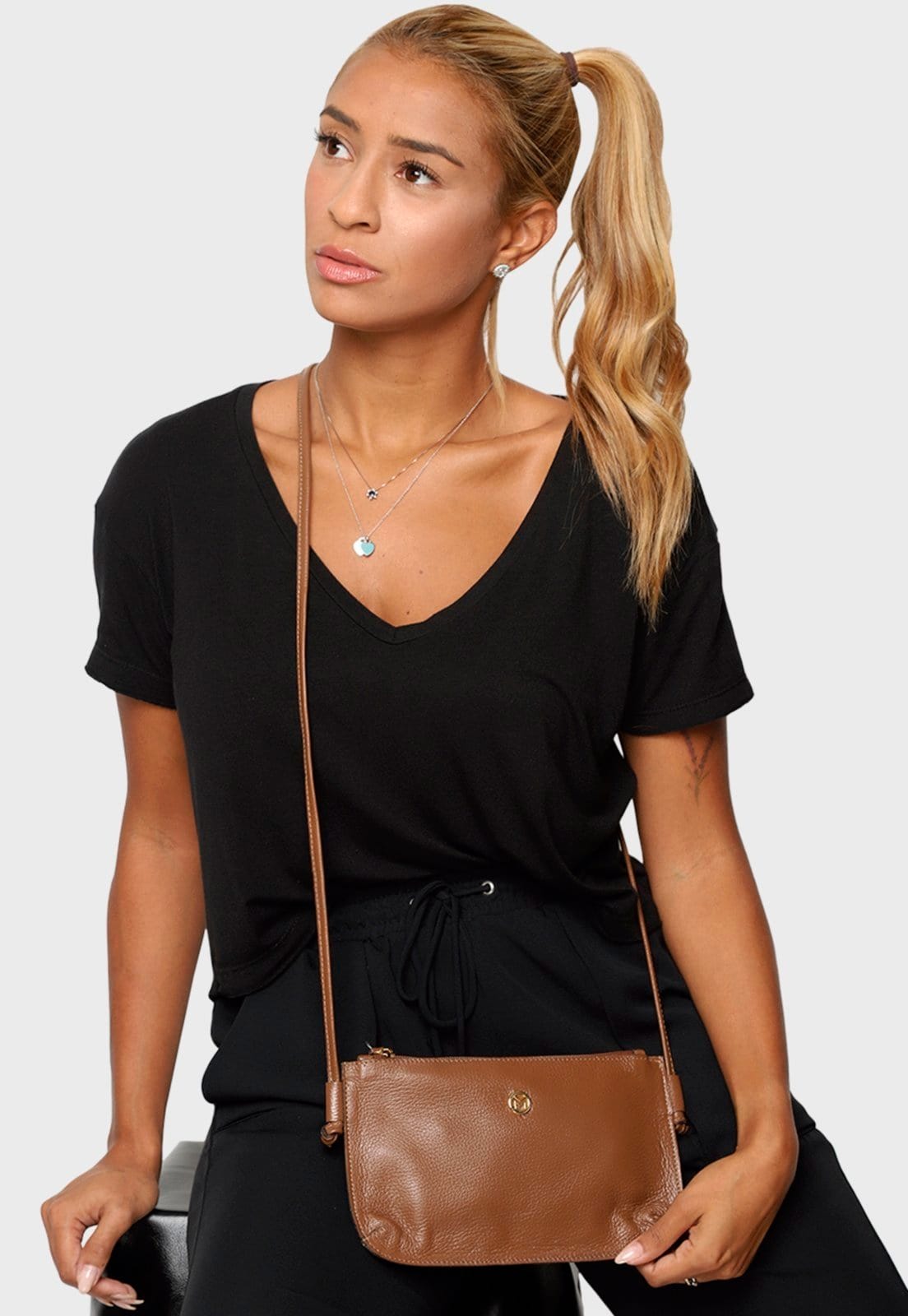 Bolsa Transversal Couro Mariart 201MRT Havana