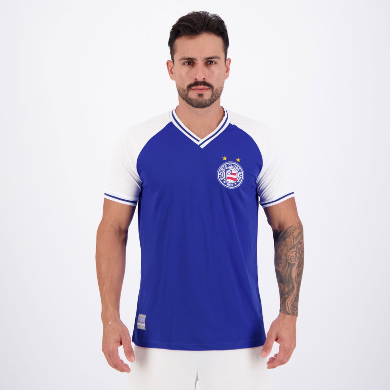 Vista principal Camisa Bahia Retrô Raglan Retrômania azul