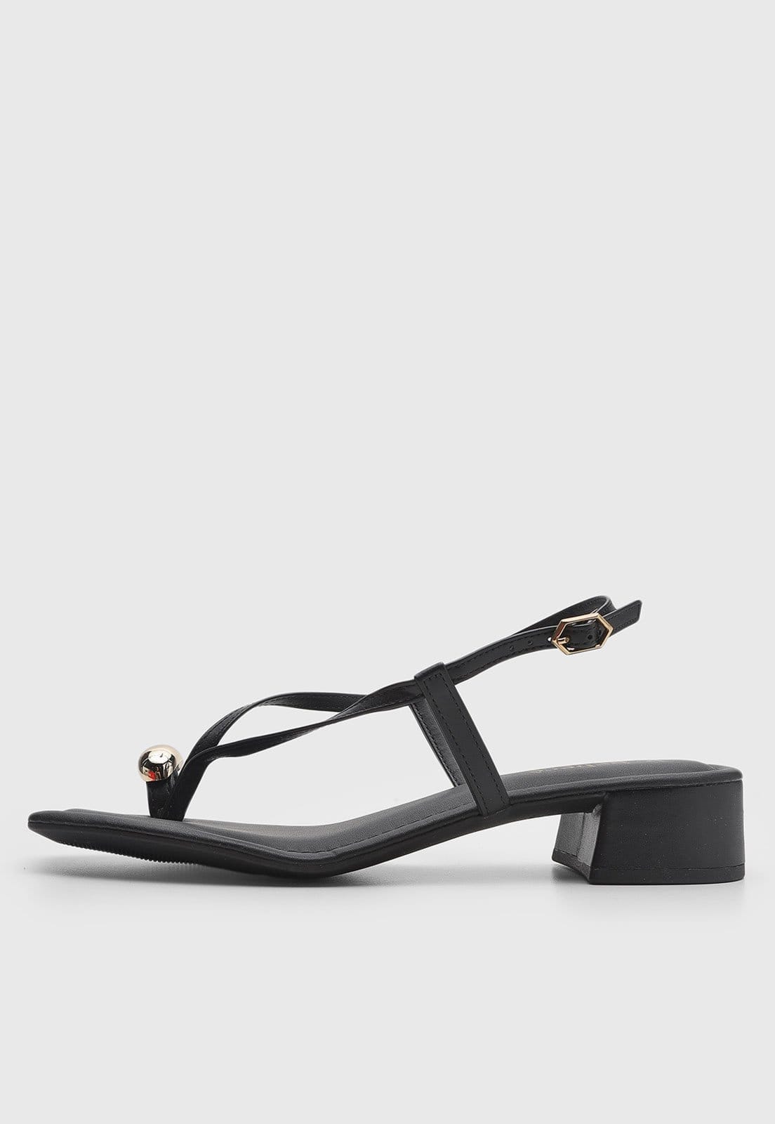 Sandália Baixa Feminina cê Tiras Metalizadas Preta