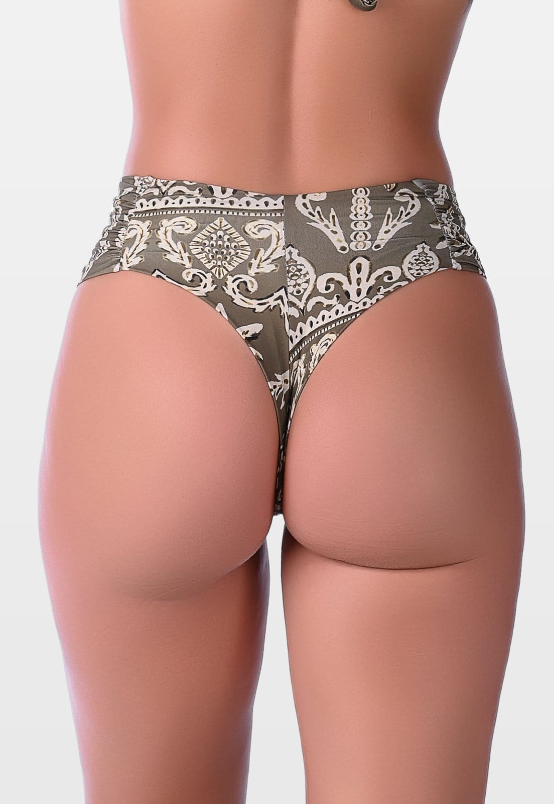 Vista 2 Calcinha de Biquíni Summer Soul Fio Dental Duplo Franzido Lateral Folhagem Summer Soul verde