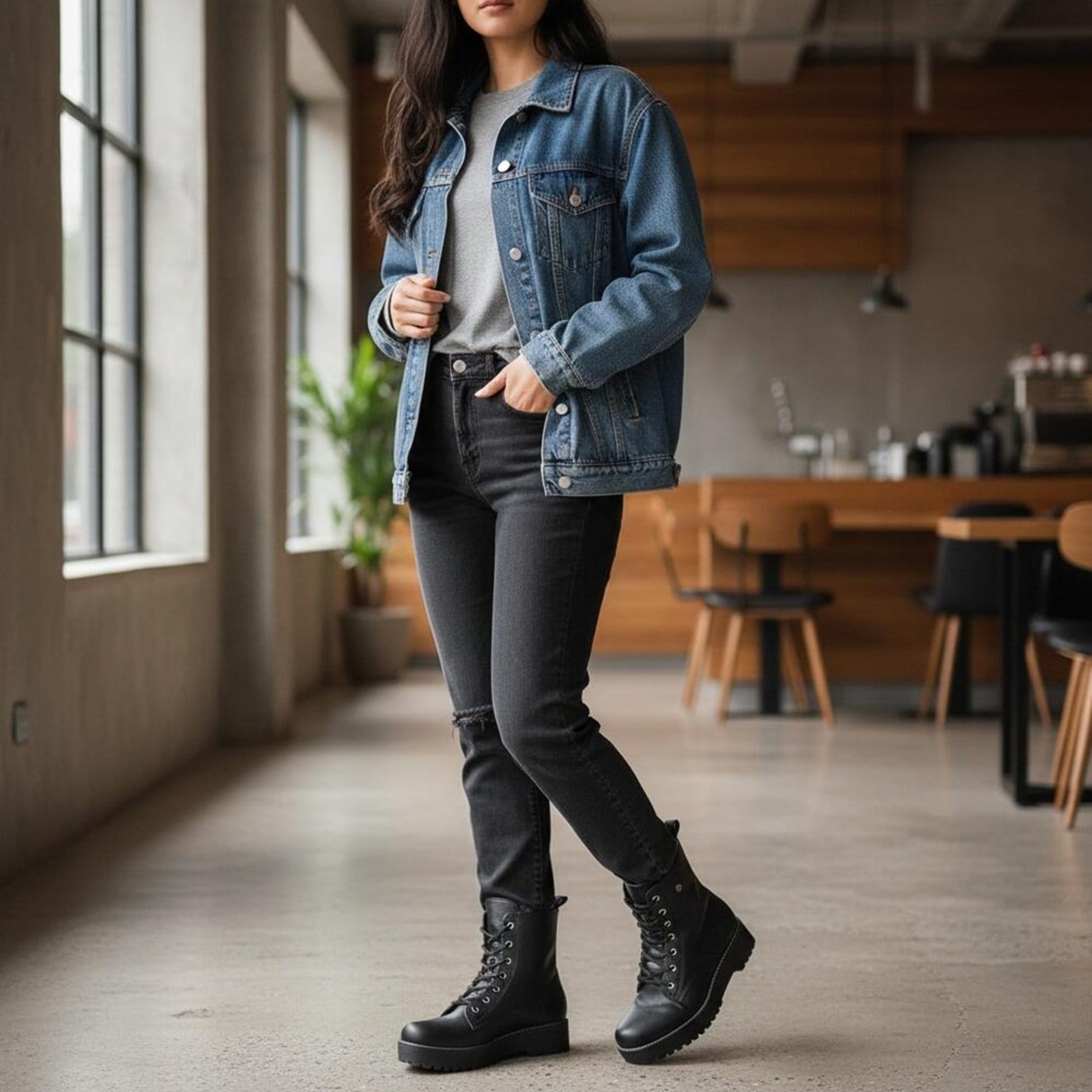 Vista 2 Bota Feminina Coturno Via Marte 004001 A5830401 VIA MARTE preto