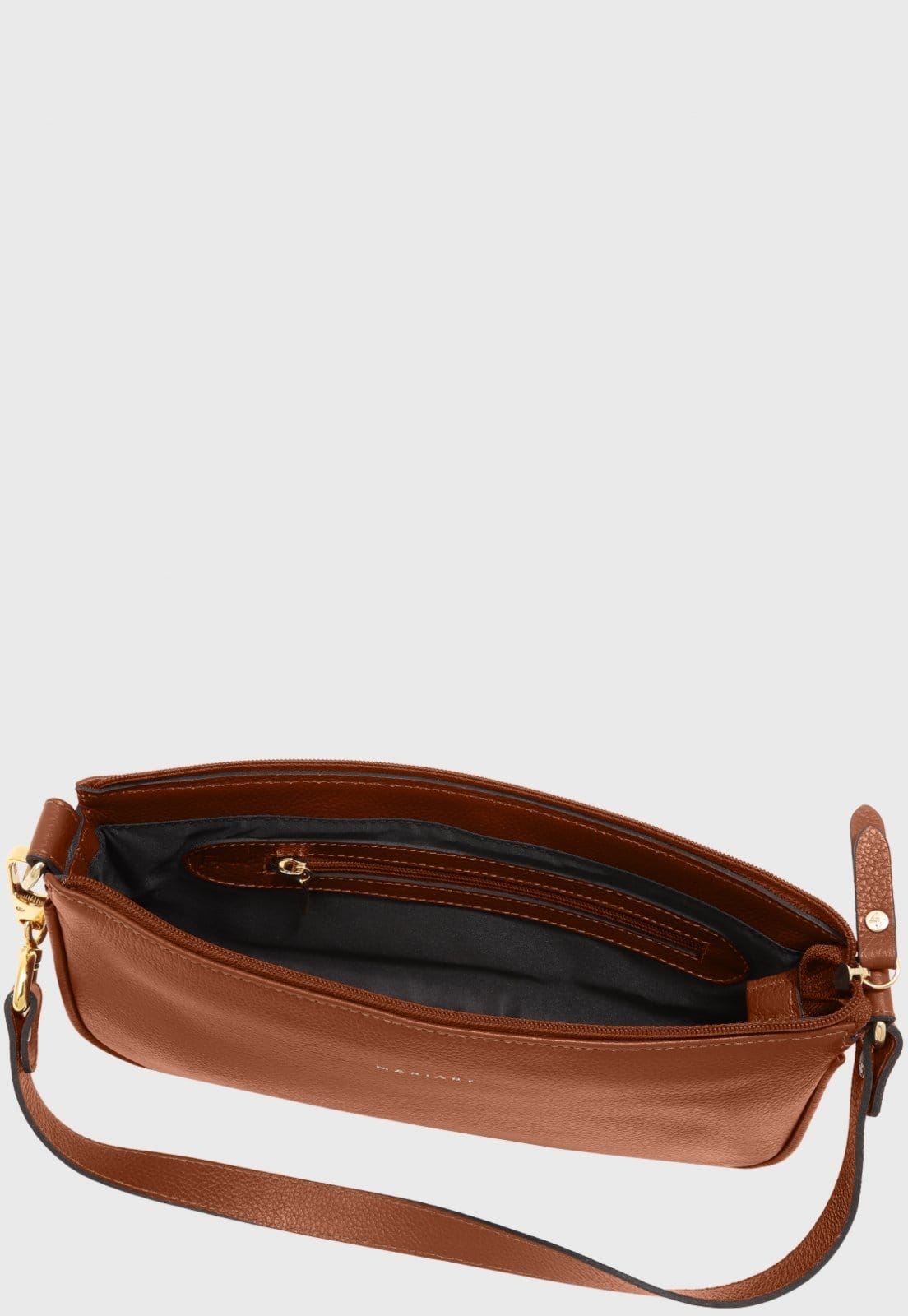 Vista 2 Bolsa Shoulder Couro Mariart Cacau Camel Floater Mariart caramelo