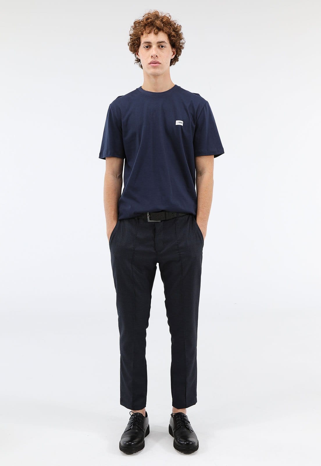 Vista 2 Calça Forum Slim Window Pane Azul-Marinho Forum azul marinho