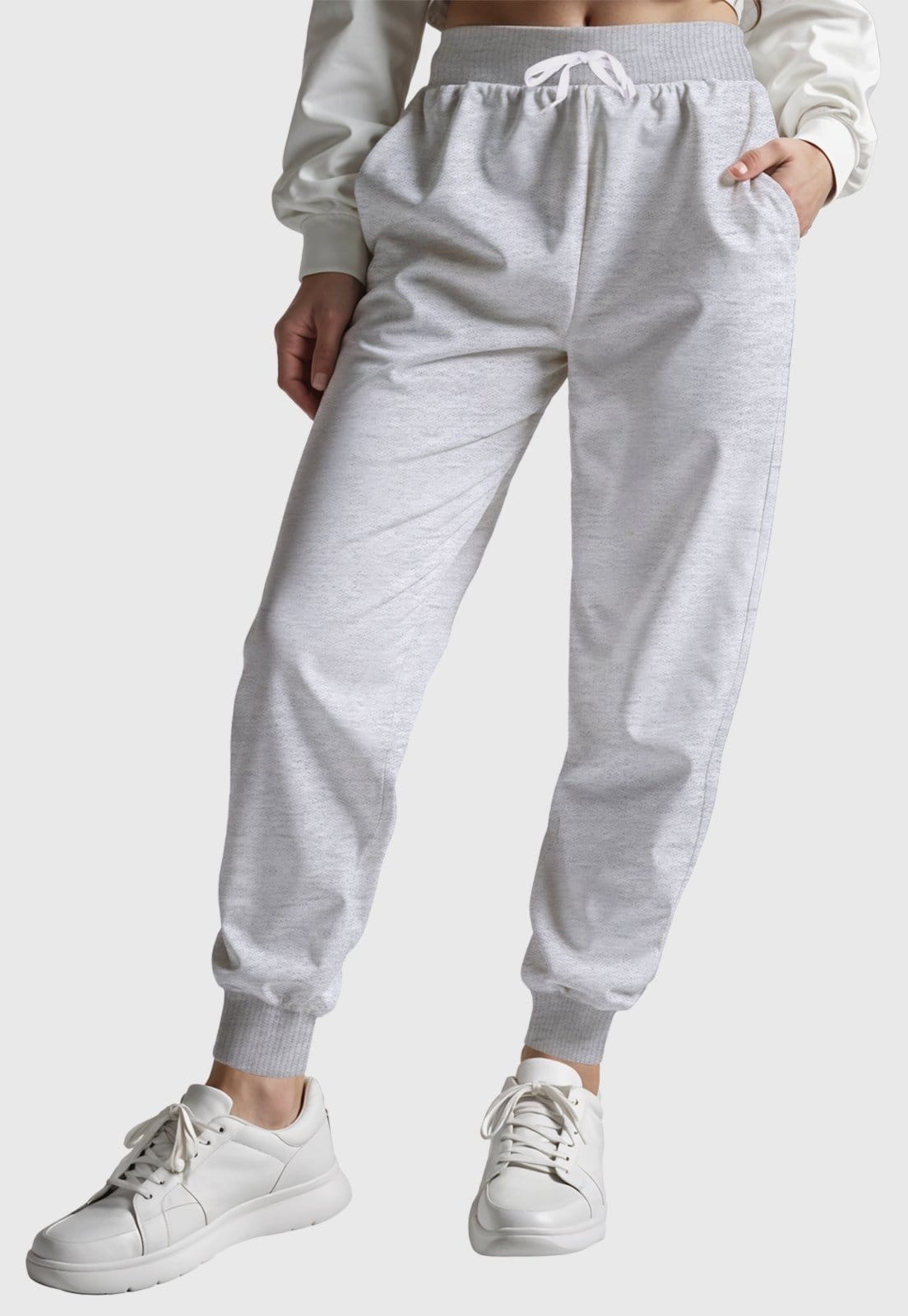 Calça Moletom Feminina Lisa Básica Benellys Claro