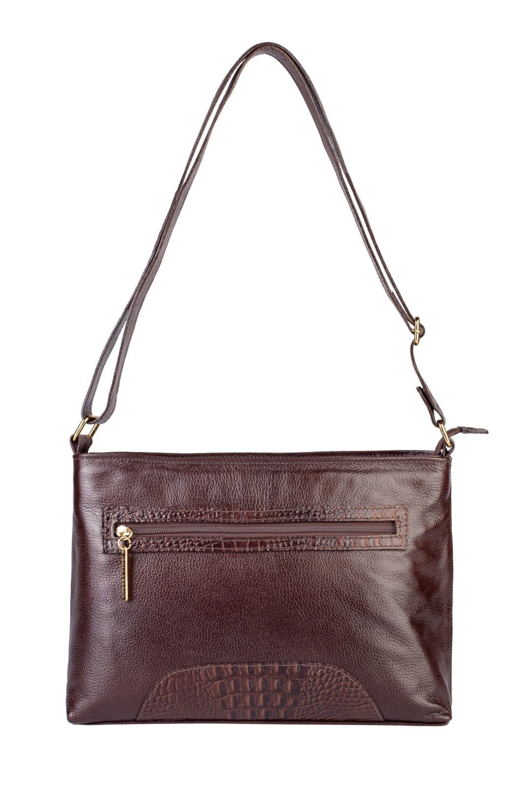 Vista principal Bolsa Andrea Vinci Transversal De Couro Liso Antonela - Café Andrea Vinci vermelho