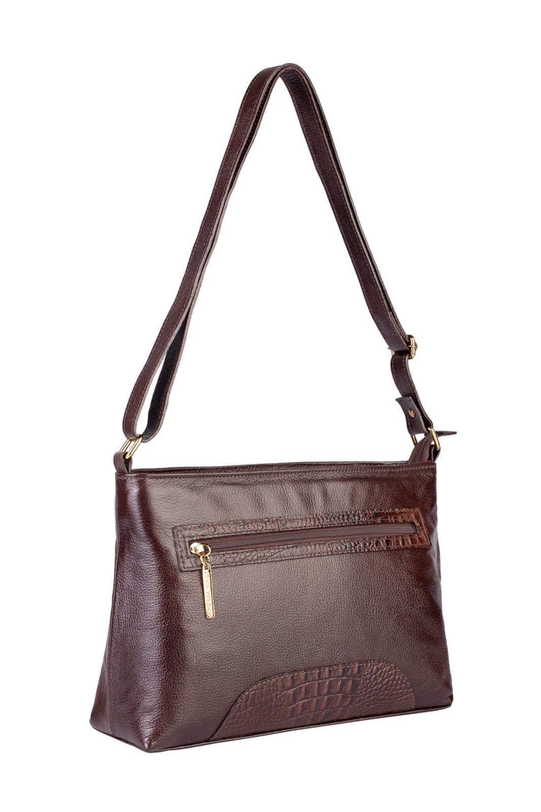 Vista 2 Bolsa Andrea Vinci Transversal De Couro Liso Antonela - Café Andrea Vinci vermelho