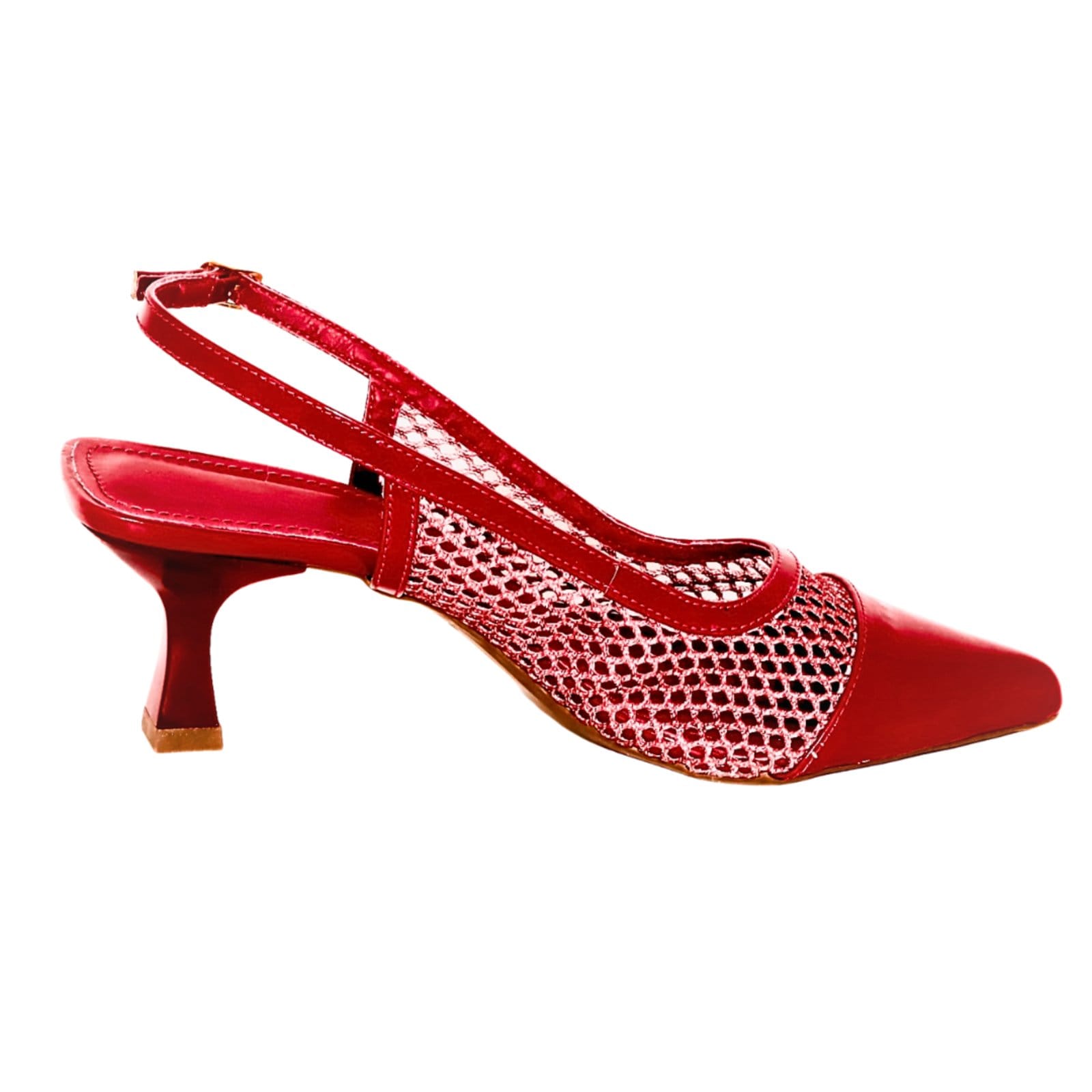 Vista 2 Scarpin Slingback com Tela 5600 Sete Sales vermelho