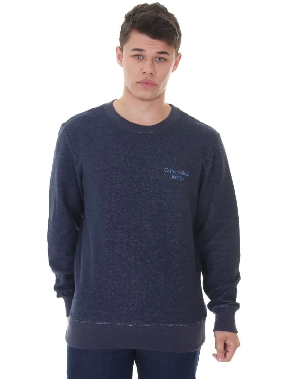 Vista principal Moletom Calvin Klein Jeans Masculino Crewneck Sustainable Calvin Klein azul marinho