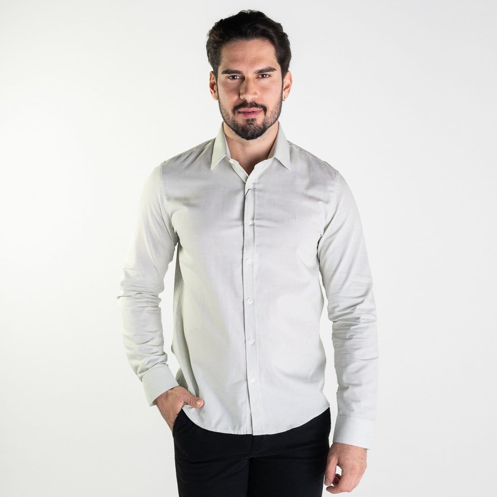 Vista principal Camisa Calvin Klein Micro Listrado Calvin Klein verde