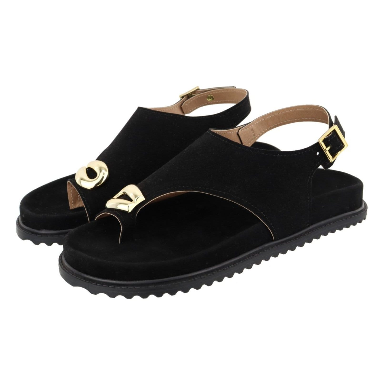 Vista principal Sandália Papete Feminina Lançamento Dedo Camurça Preta TELLINI STORE preto