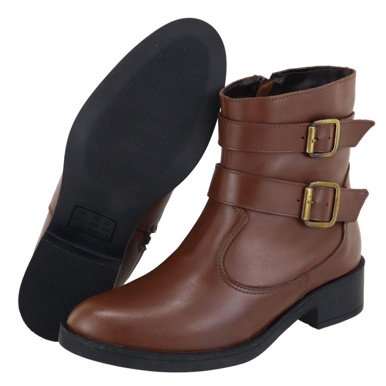 Vista 2 Bota em Couro Cano Curto Feminina Lançamento Tellini Store Conhaque TELLINI STORE caramelo