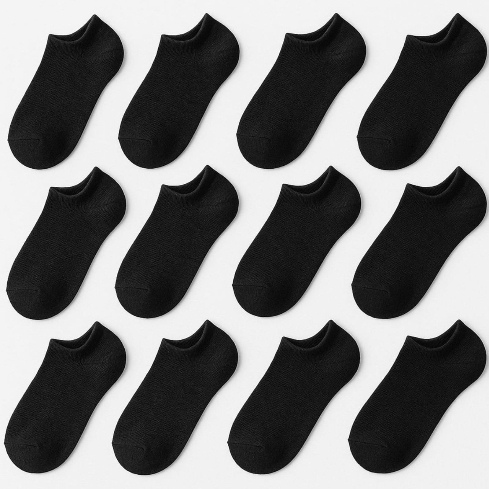 Kit 12 Pares Meias FMF Soquete Pretas Feminina