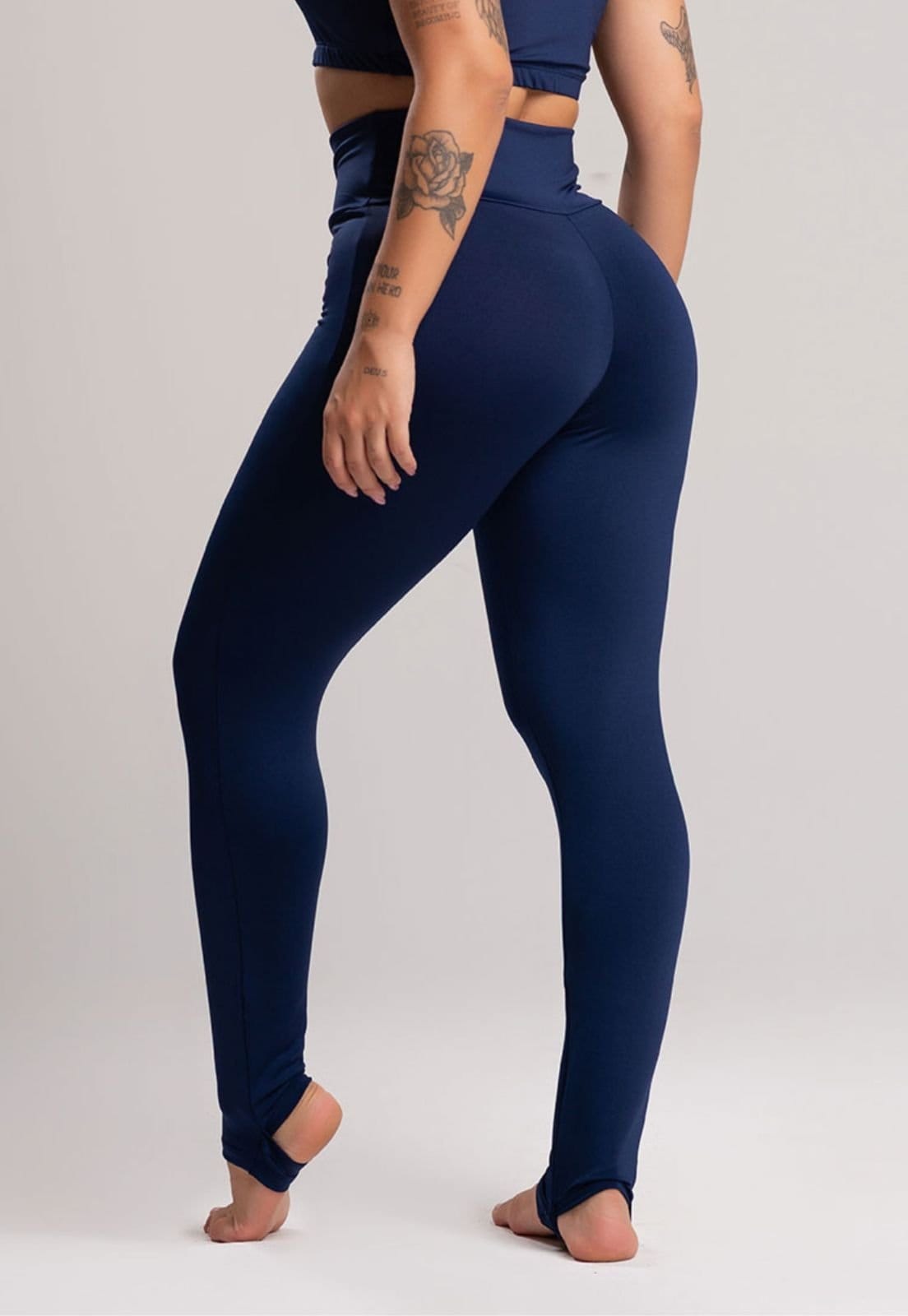 Vista 2 Calça Legging MVB Modas Pezinho Cintura Alta Marinho Mvb Modas azul/azul marinho azul