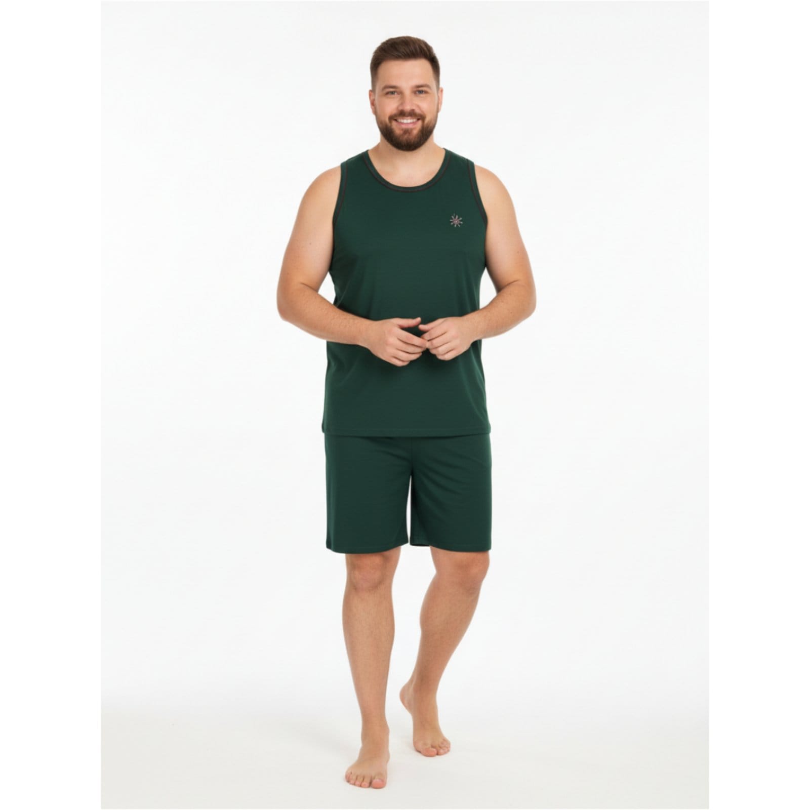 Pijama Regata Masculino Plus Size Adulto Curto Verão Malha Fria Calor Sem Manga G1 G2 G3 G4 50 52 54 Conforto Gola V Homen Mechler