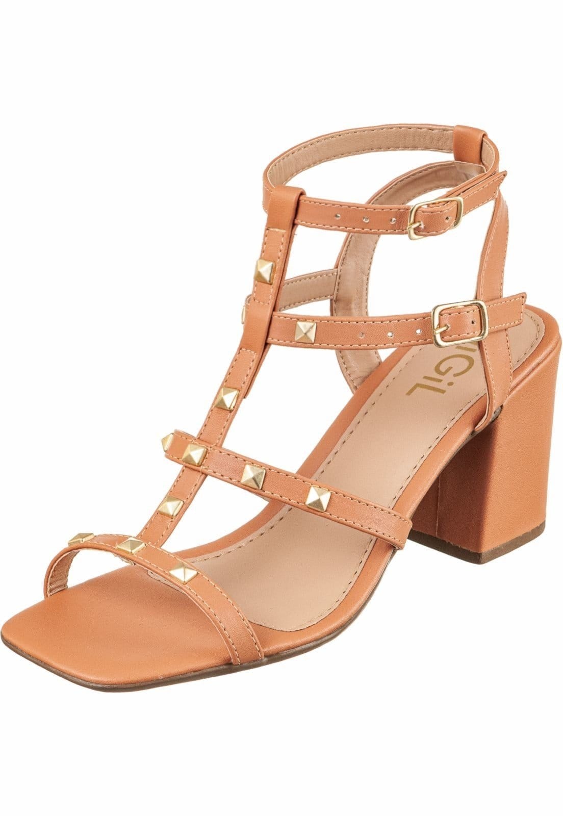 Sandália Salto Grosso GiGiL Gladiadora Blush