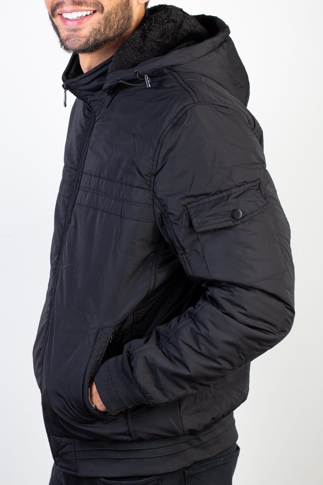 Vista 2 Jaqueta Enluaze Masculina Impermeável Com Capuz 94265 Enluaze preto