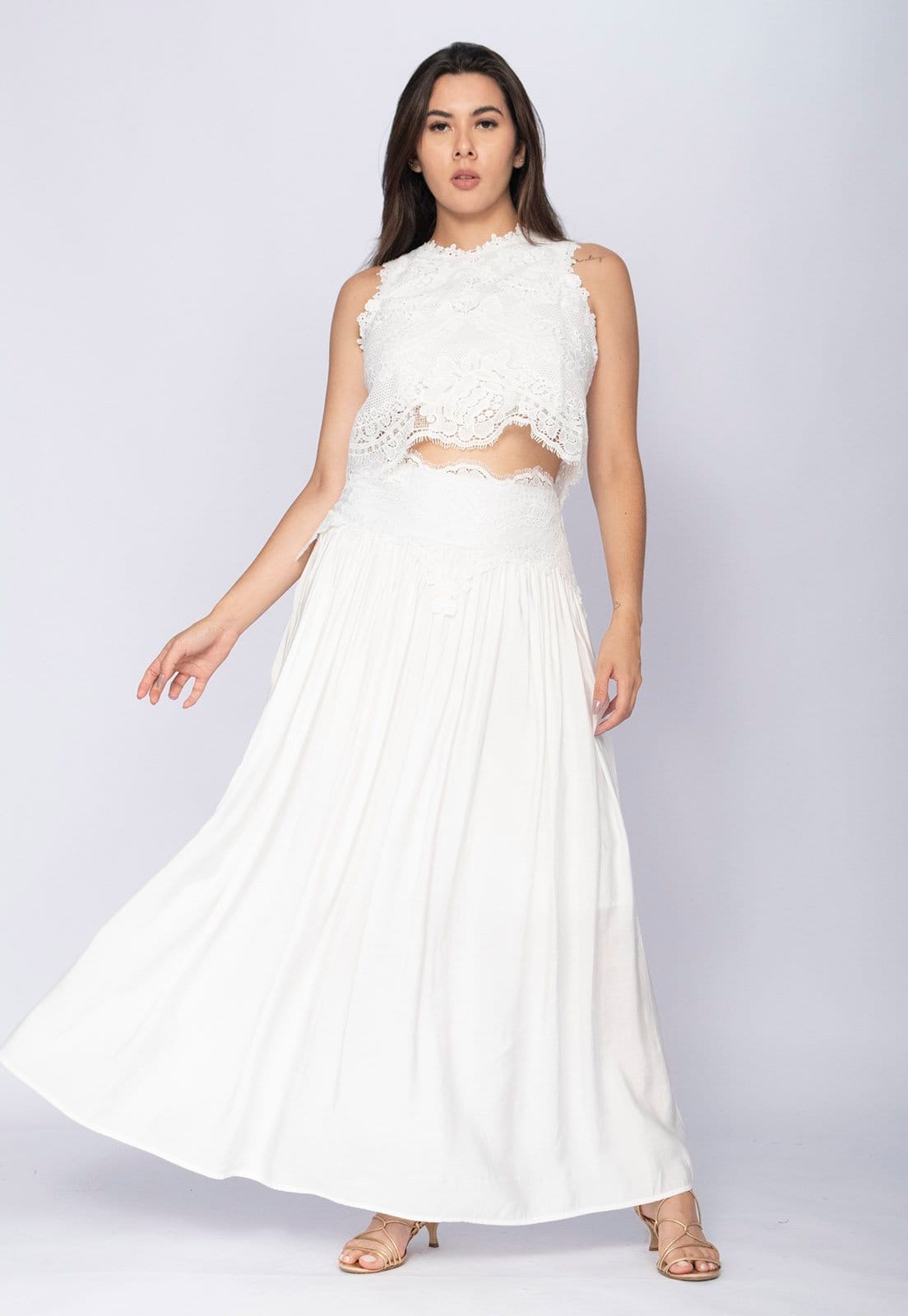 Conjunto Amazonia Vital de Saia e Croped Essência da Mata Renda