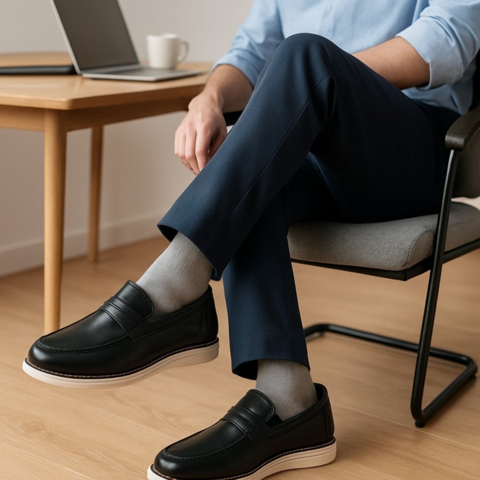 Vista 2 Sapato Social Masculino Loafer Sapatofran Casual Social Calce Fácil Conforto Sapatofran preto