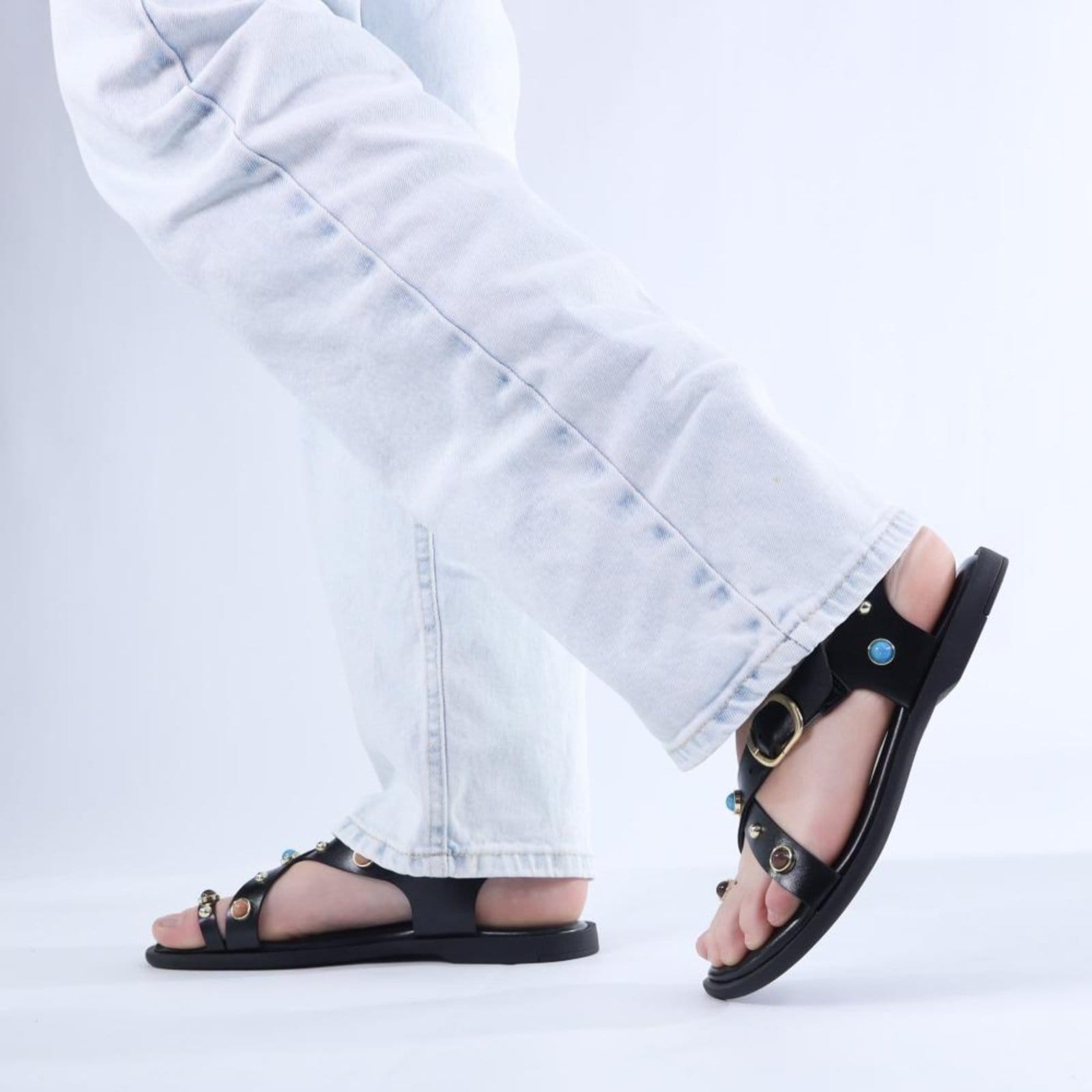 Vista 2 Sandália Feminina Zariff com Pedrarias 50464-90177 Preto Zariff incolor