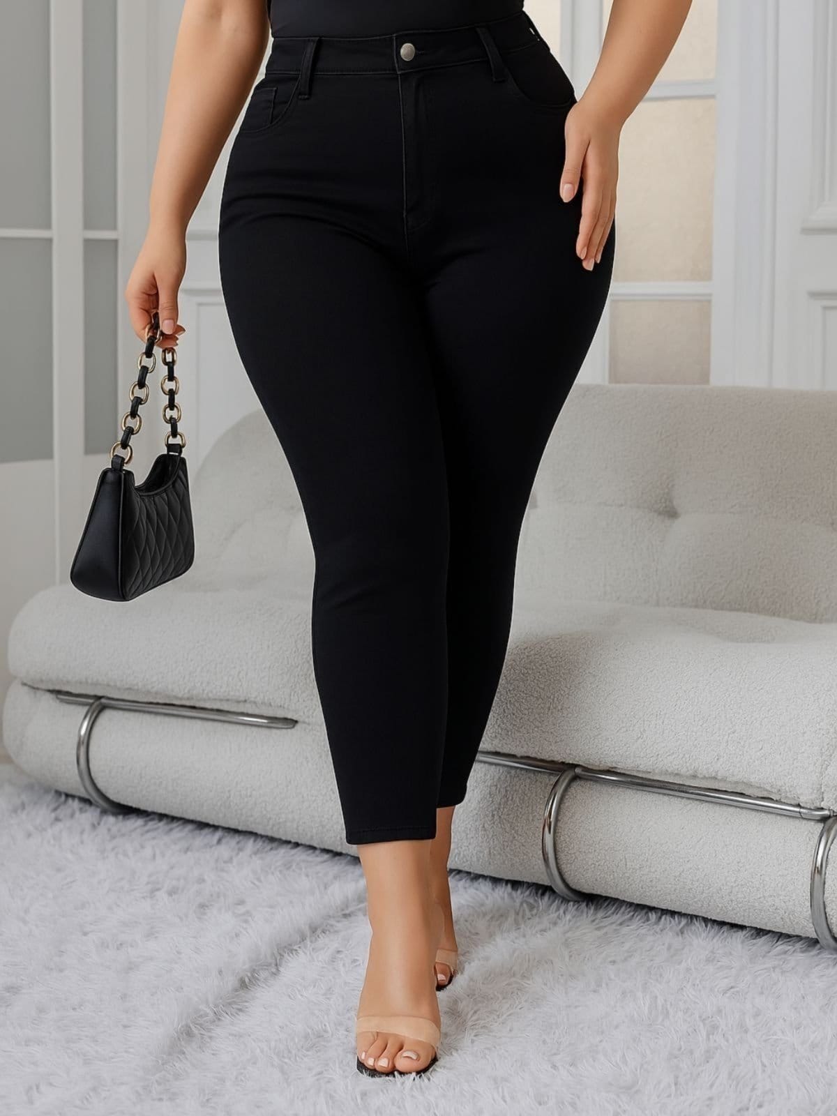 Vista principal Calça Jeans Plus Size Feminina CKF Wear Onix Preta CKF Wear preto