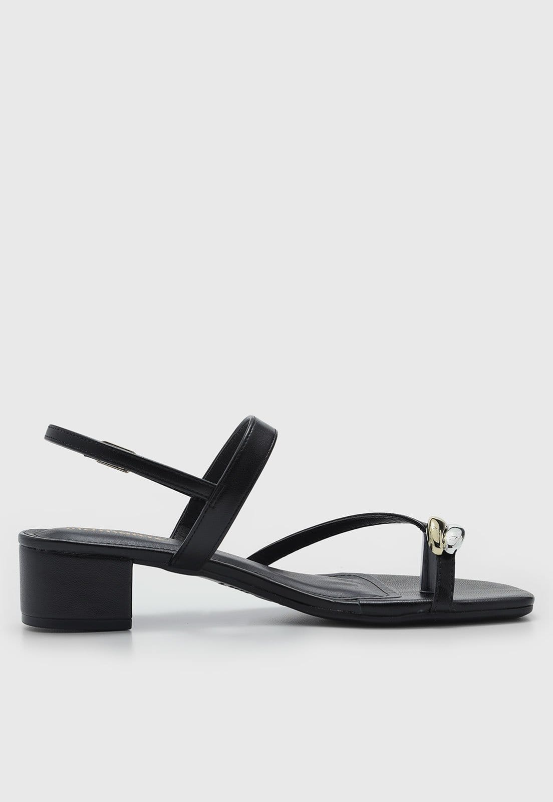 Vista 2 Sandália Feminina Via Marte Salto Baixo Ponta Quadrada Preta VIA MARTE preto