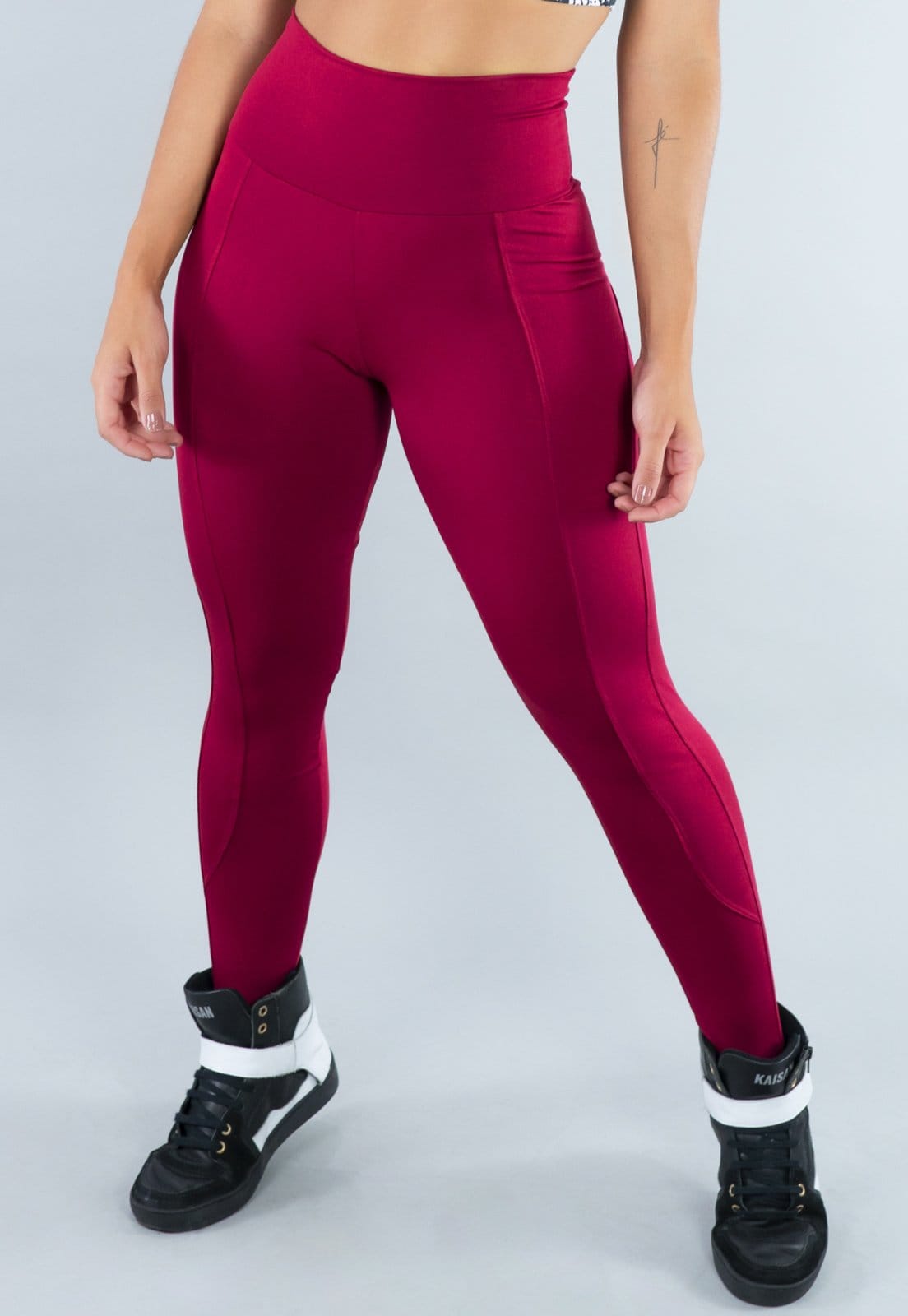 Vista 2 Calça Legging MVB Modas Montaria Cintura Alta Suplex Mvb Modas vinho