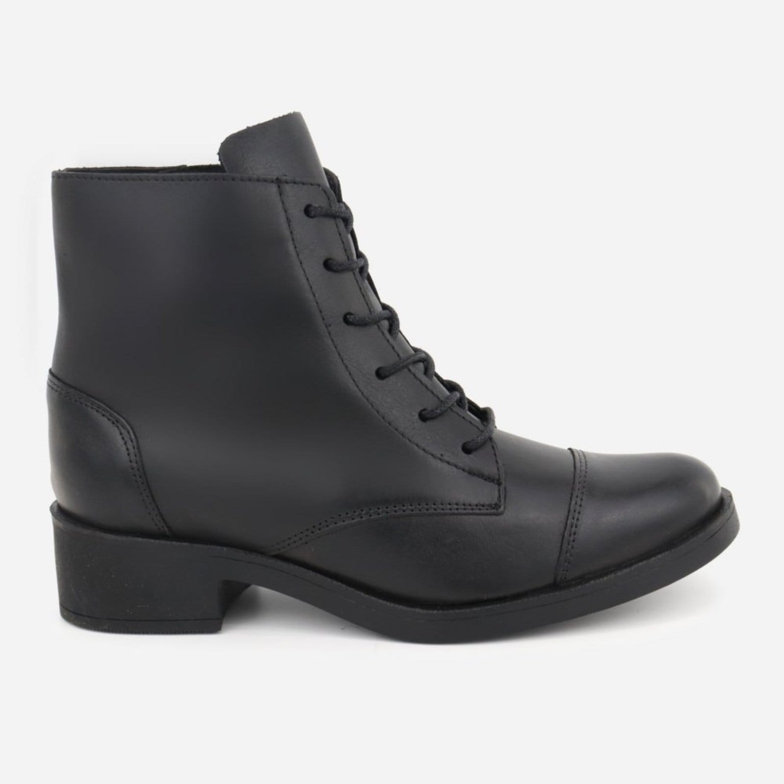 Vista 2 Bota Casual Feminina Couro Versátil Amarrar Conforto Maria Paula Moda MARIA PAULA preto