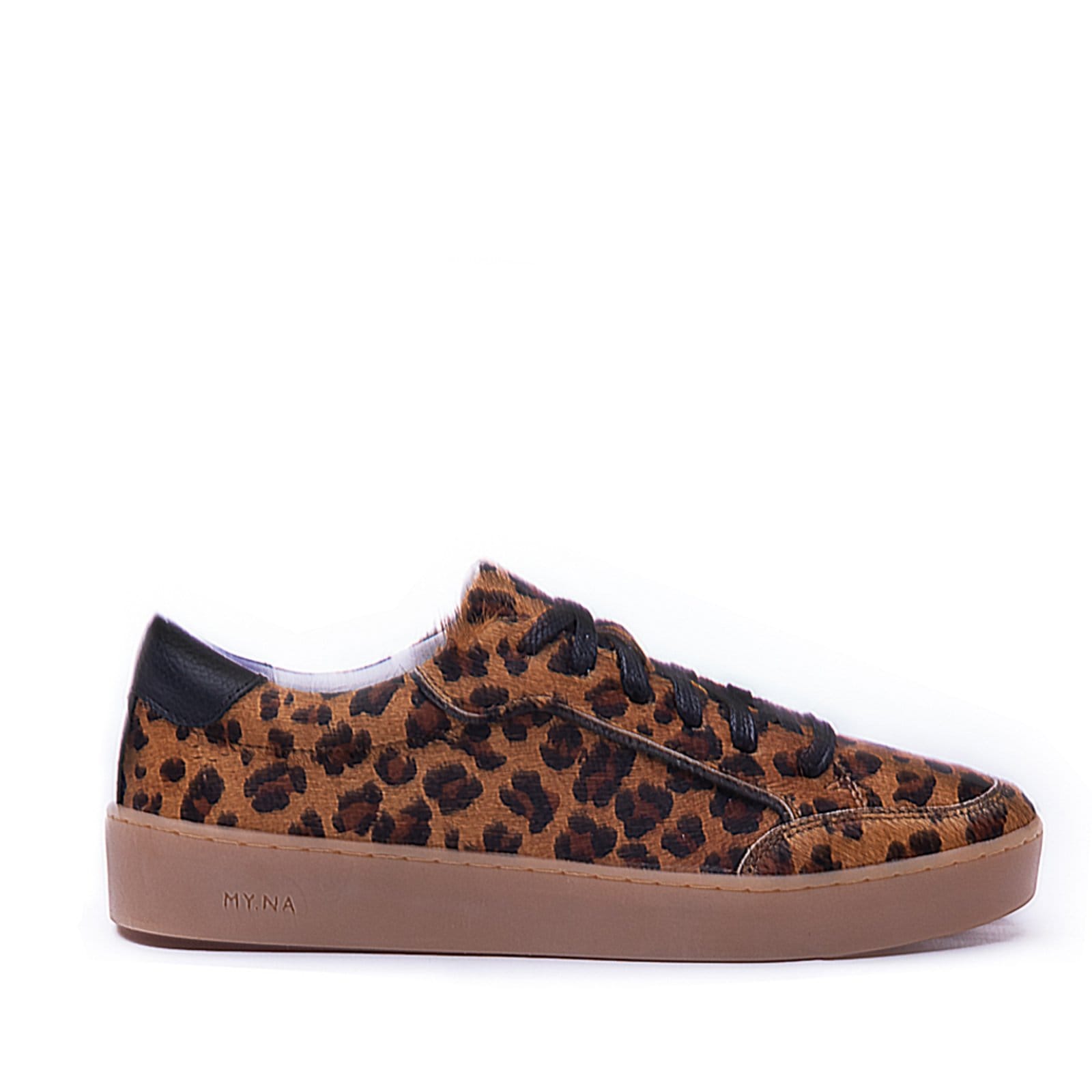 Vista 2 Tênis MY.NA Y7 Couro Legítimo Onça com detalhes em Preto MY.NA onça escuro