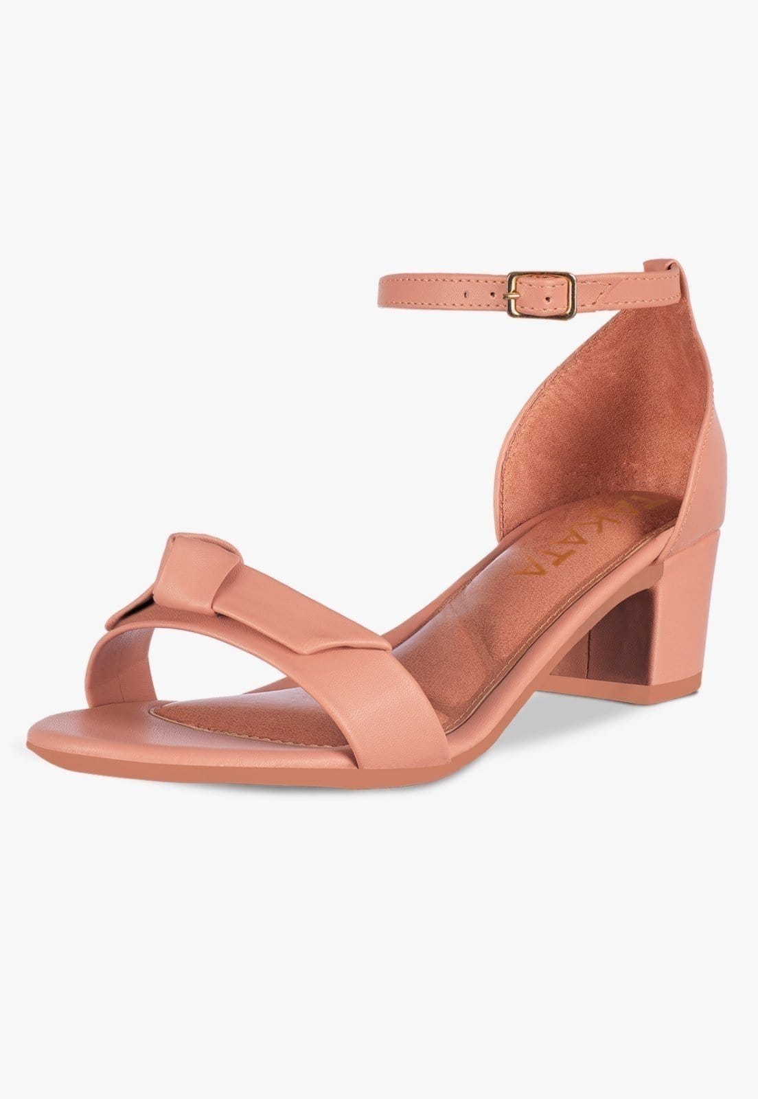 Sandália Feminina Salto Quadrado Bloco Baixo Laço Nó Sintético