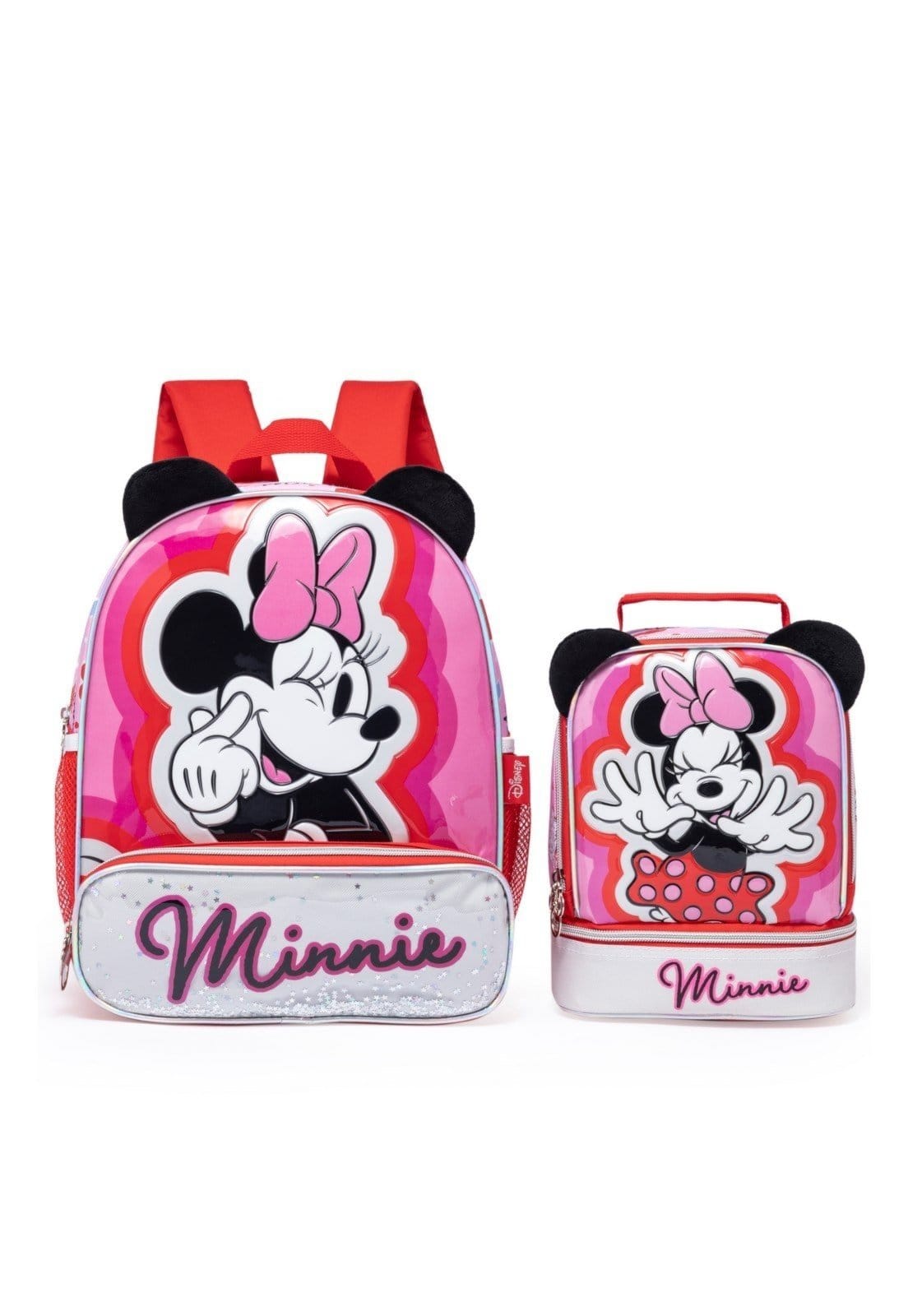 Infantil - Kit Mochila Lancheira Minnie Feminina Resistente