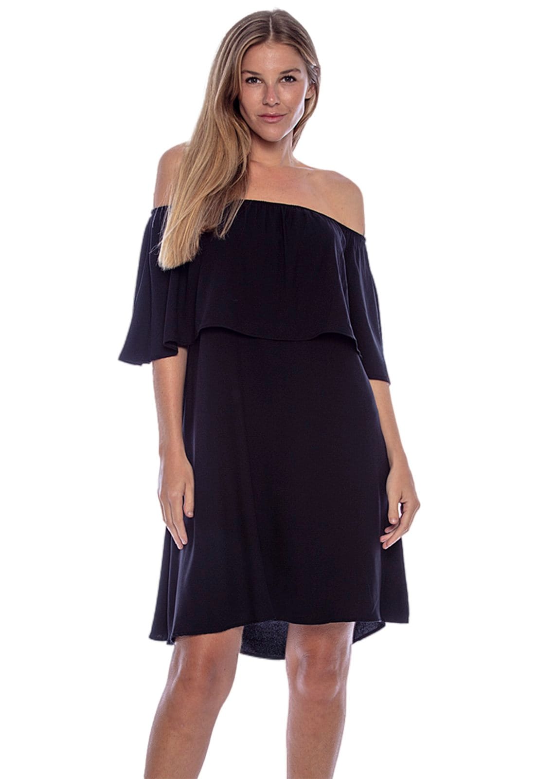 Vista principal Vestido Curto Plano Ciganinha Amazonia Vital Amazonia Vital preto