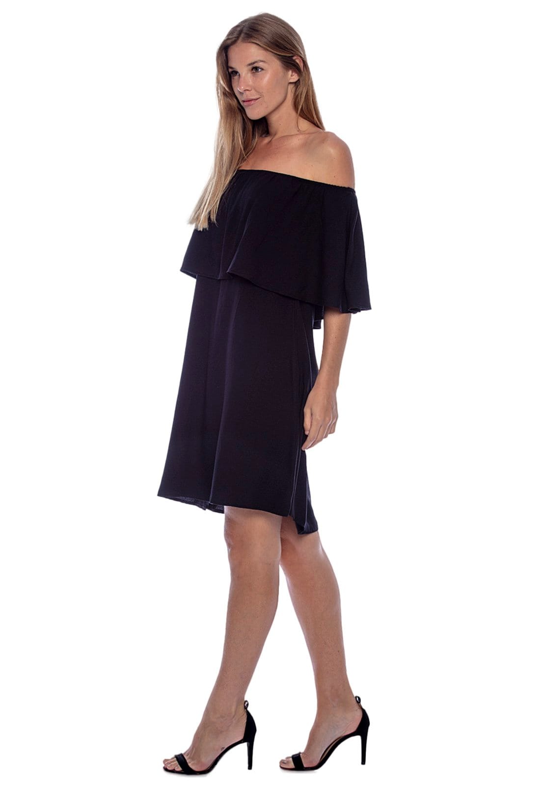 Vista 2 Vestido Curto Plano Ciganinha Amazonia Vital Amazonia Vital preto