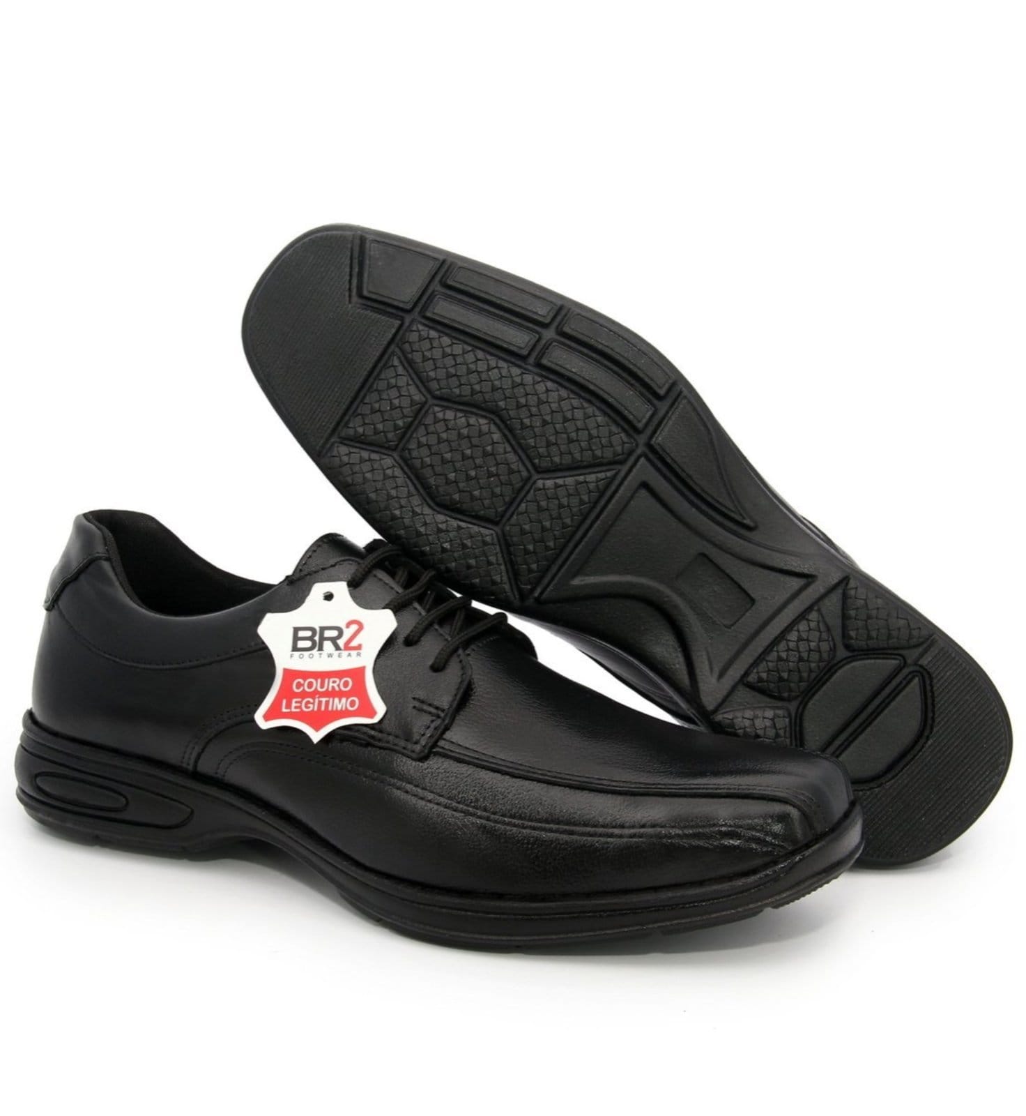 Vista 2 Sapato Social Conforto Masculino com Cadarço em Couro Yes Basic preto