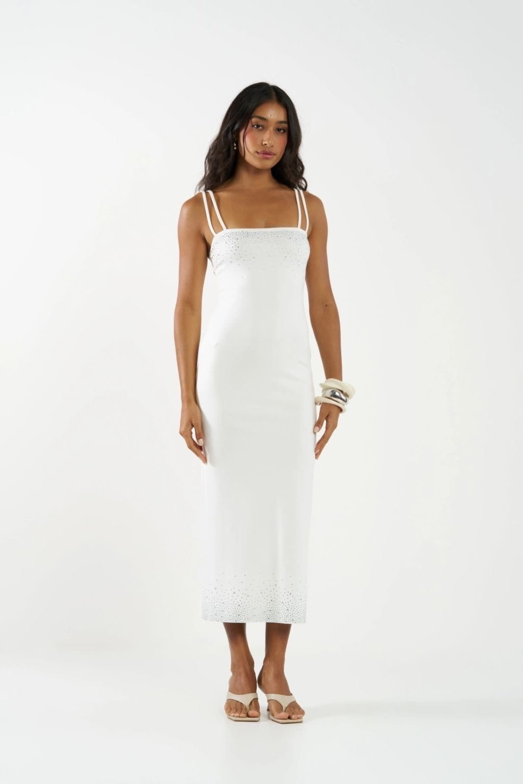 Vista principal Vestido com Aplicação Colcci CLC Off Shell Colcci CLC branco