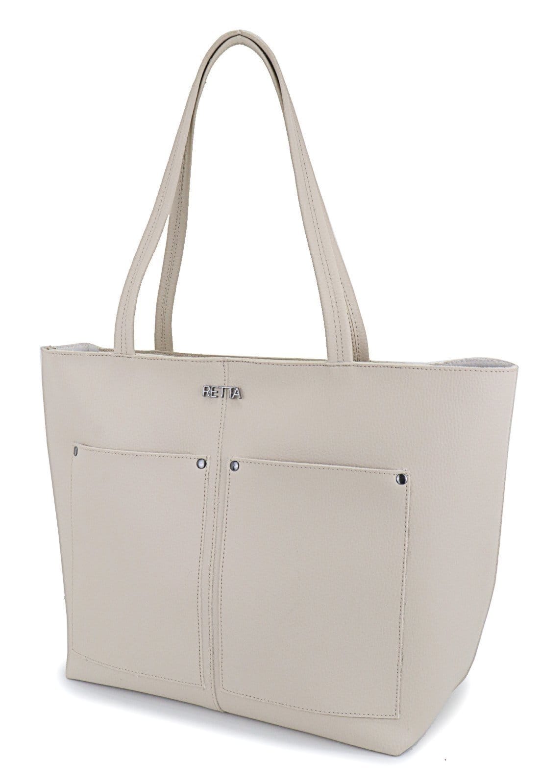 Vista 2 Bolsa Feminina Grande Para Faculdade ou Trabalho Alça Tiracolo e Ombro Espaçosa Retta Oficial Marfim Retta Oficial off-white