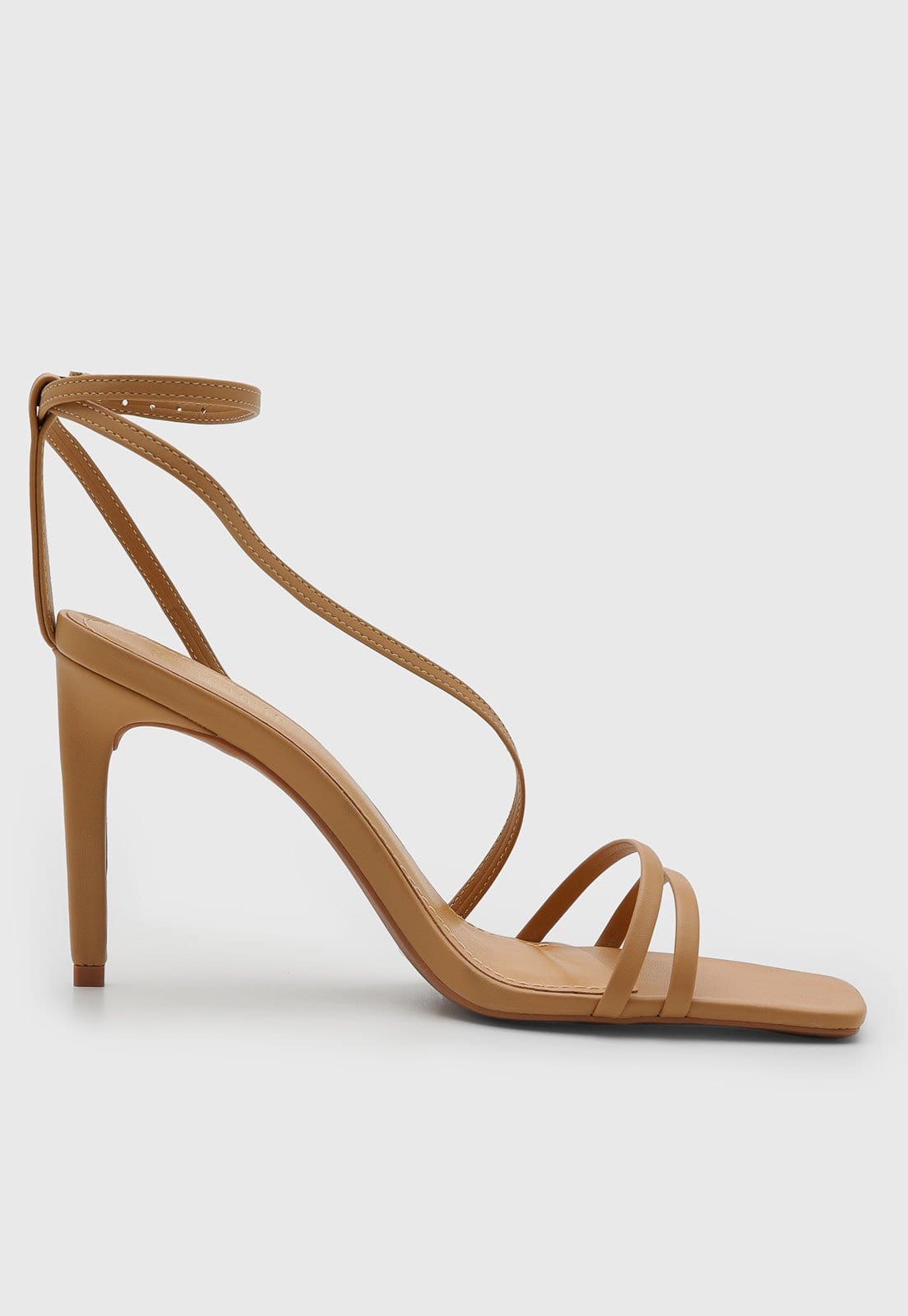 Vista 2 Sandália Feminina Santa Lolla Salto Fino Bico Quadrado Santa Lolla bege