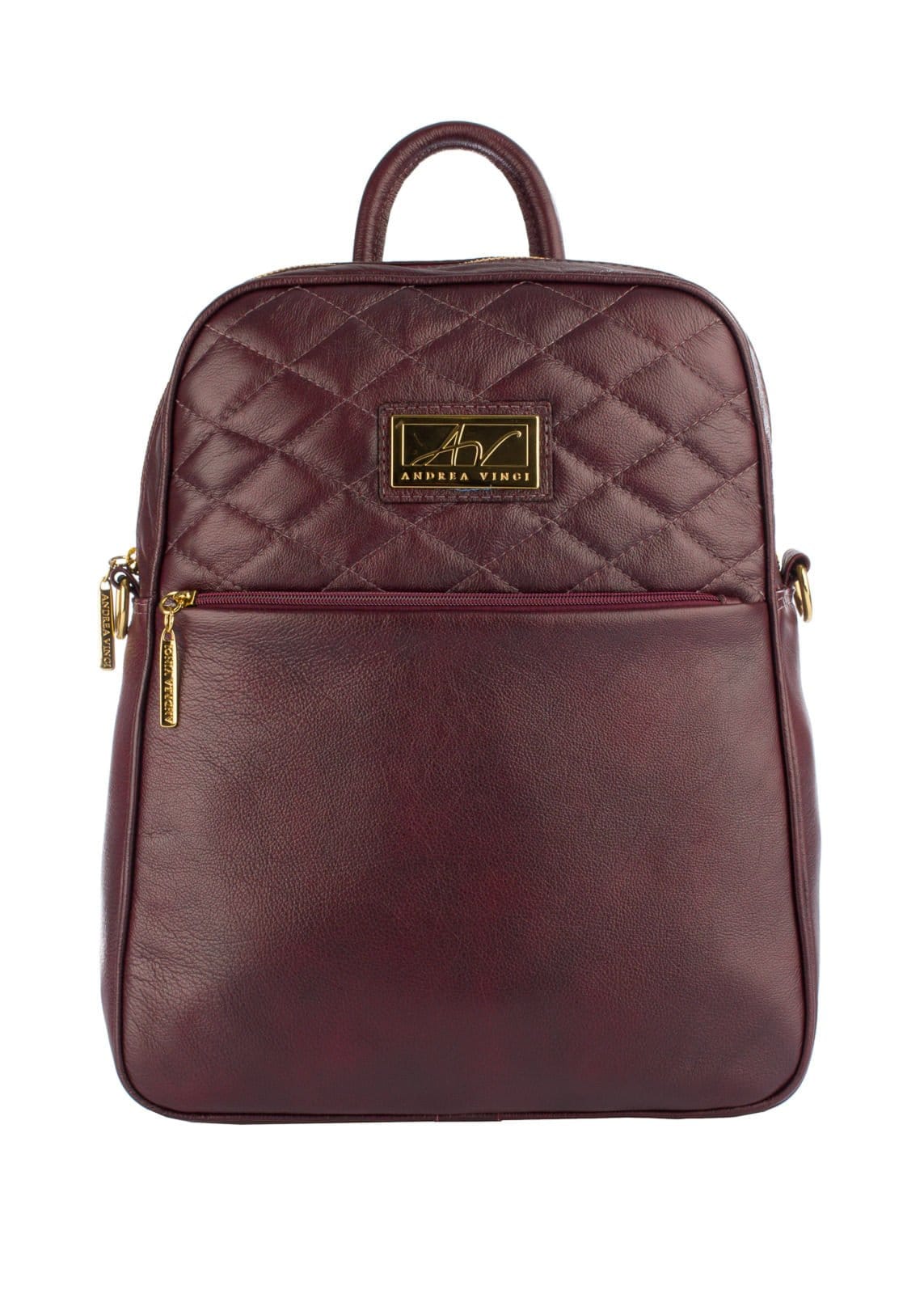 Mochila de couro liso Lune - Marsala
