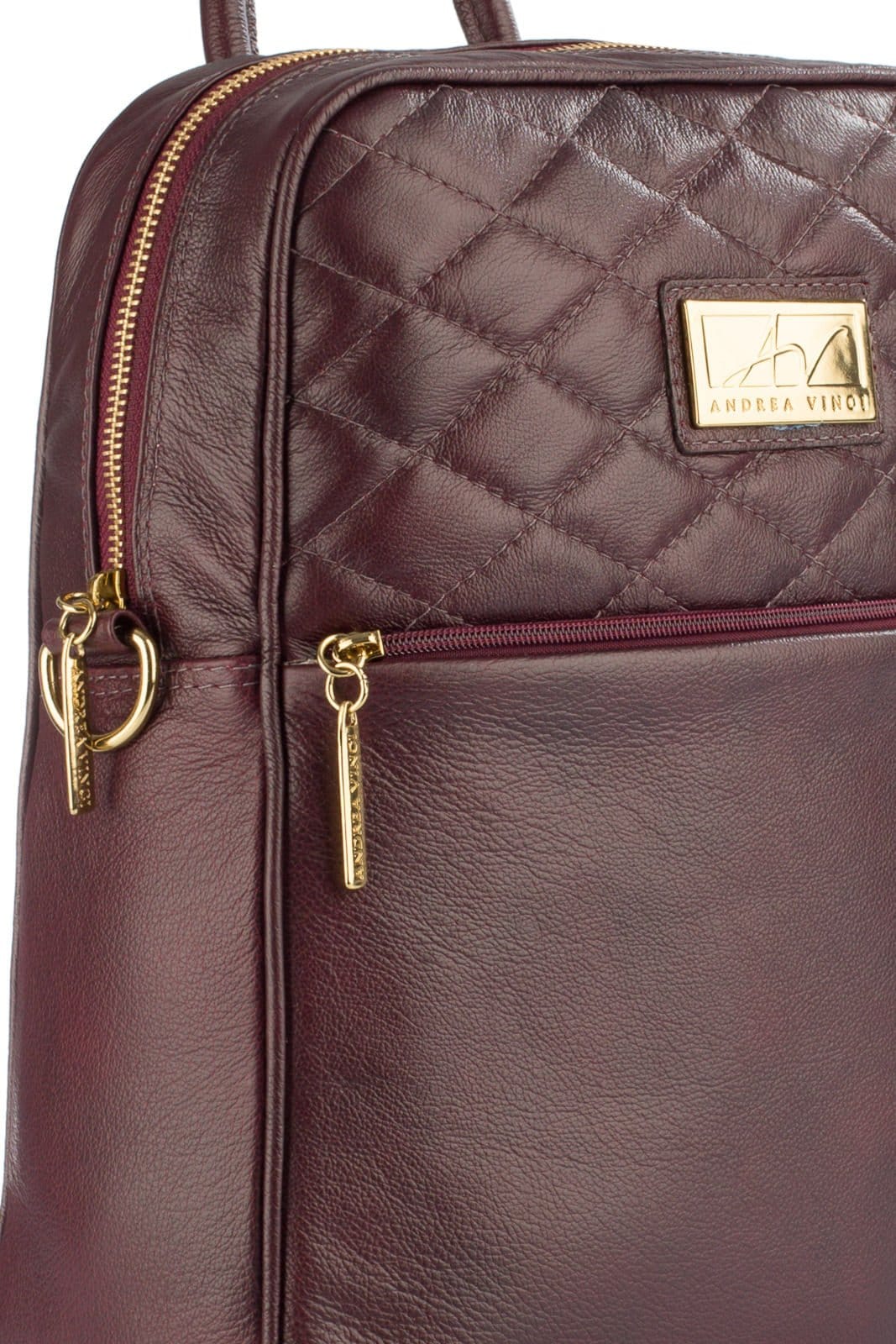 Vista 2 Mochila de couro liso Lune - Marsala Andrea Vinci vermelho