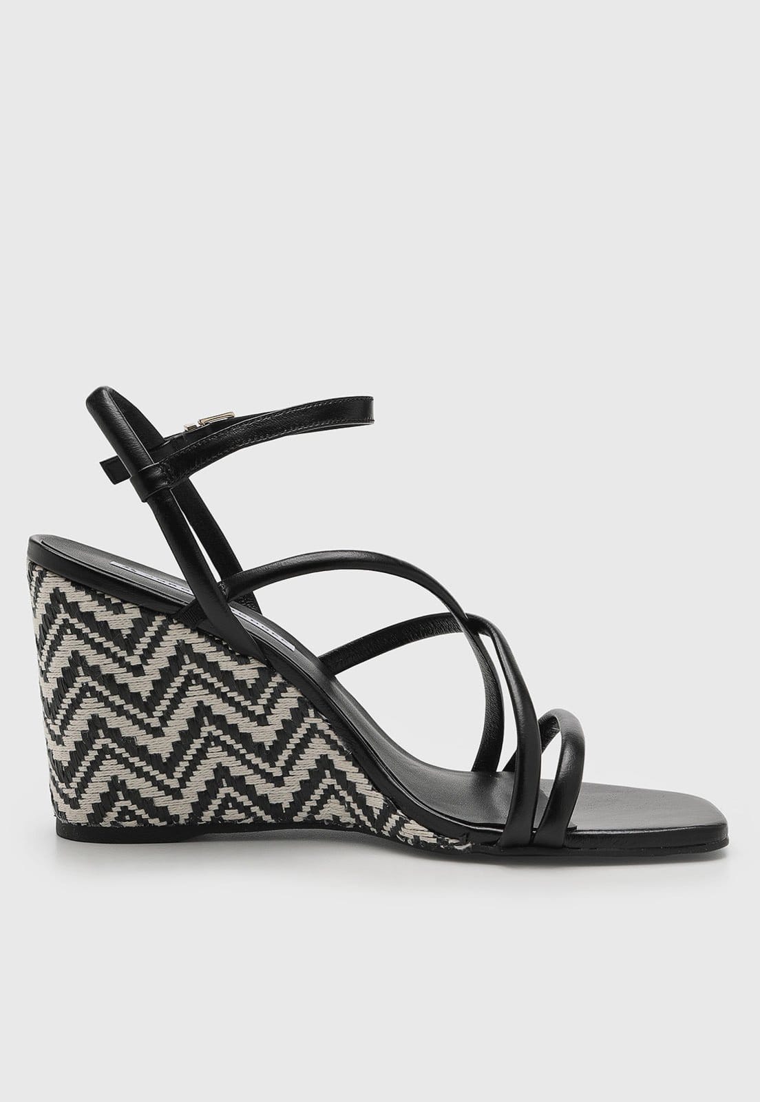 Vista 2 Sandália Feminina Jorge Bischoff Salto Anabela Preta Jorge Bischoff preto