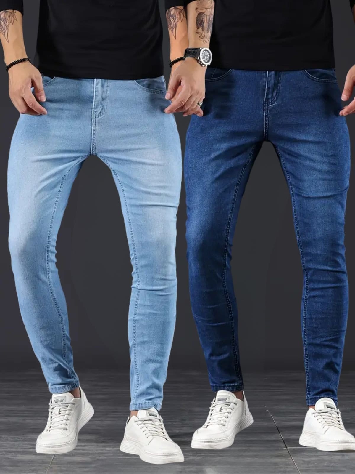 Kit 2 Calças Jeans Skinny Alpha Street Wear Básica e Confortável Clara