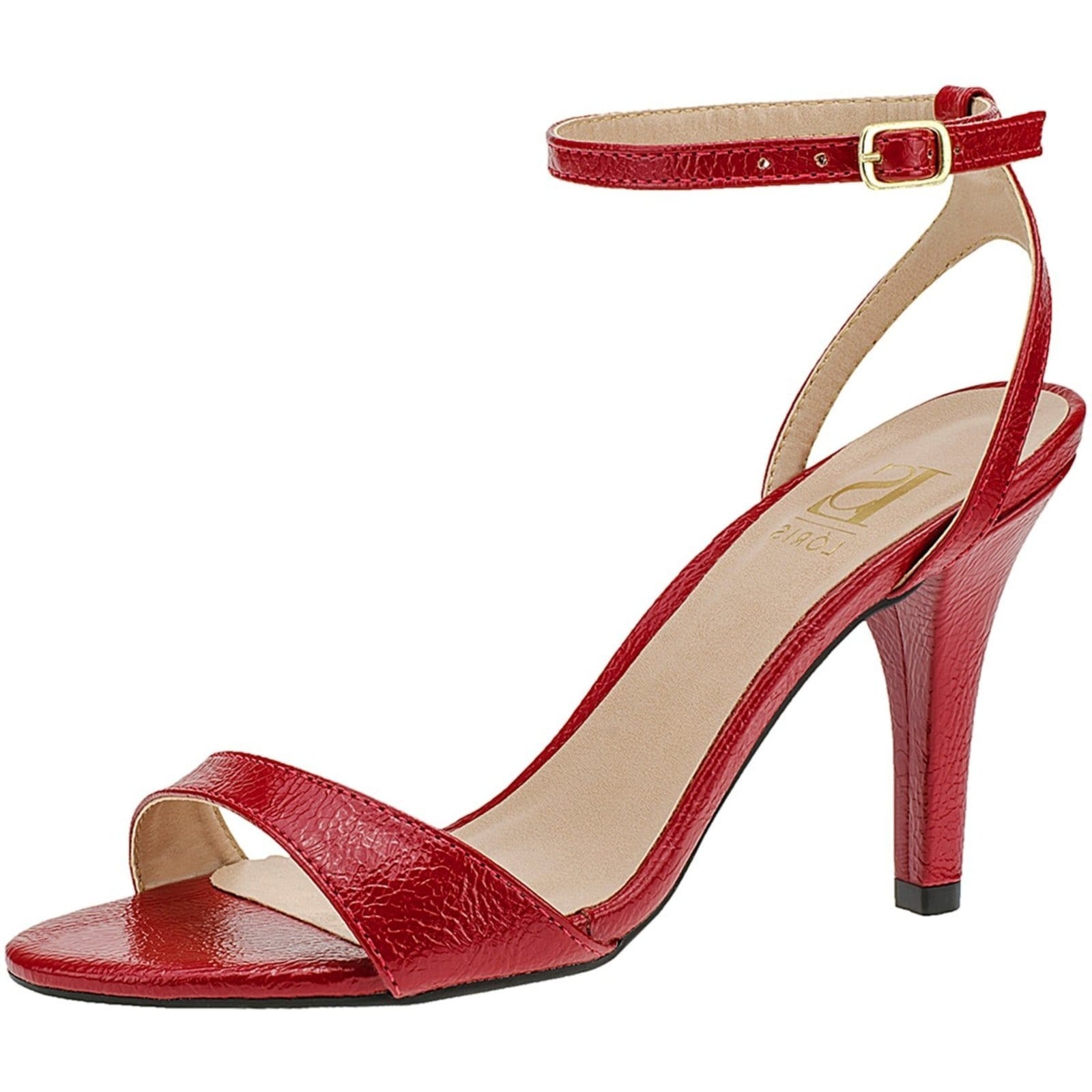 Sandália Lóris Shoes Feminina Gisele Noiva Salto Fino Alto com Traseiro Fivela Bico Redondo