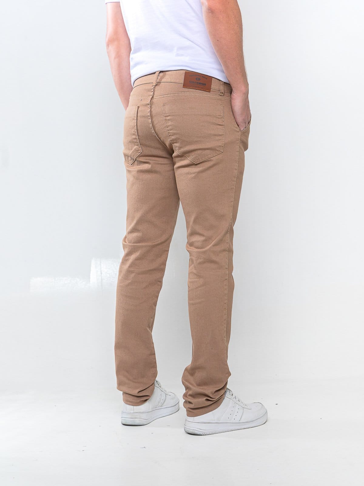 Vista 2 KIT 3 Calças Sarja Masculina Tempo Hábil Alfaiatada Skinny Caqui 5 Estilo cáqui caqui