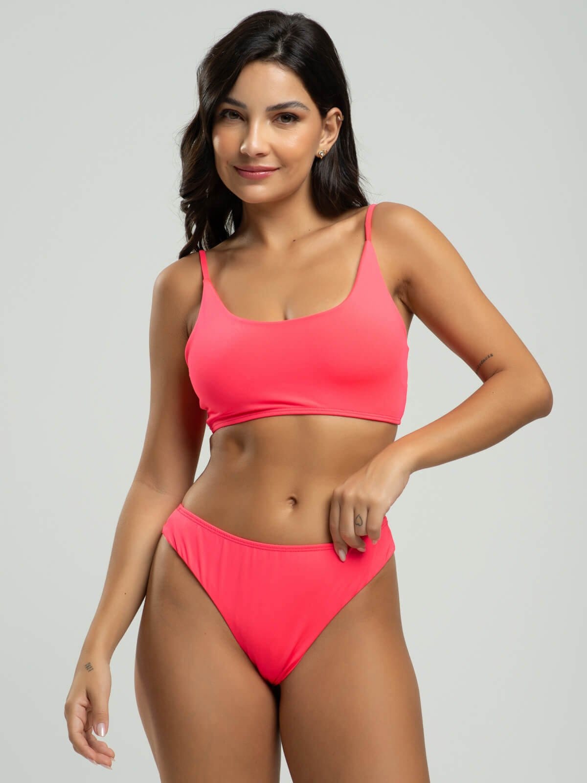 Vista 2 Biquini Faixa Calcinha Fio Duplo Bojo Removivel Proteção Uv 50+ Vicbela Rosa Vicbela pink/rosa rosa