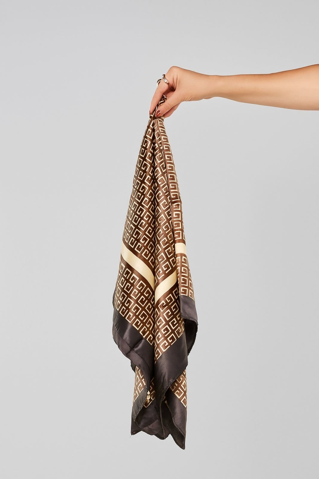 Lenço Cetim Boho D Bell Outlet Fashion Boho Marrom - 2