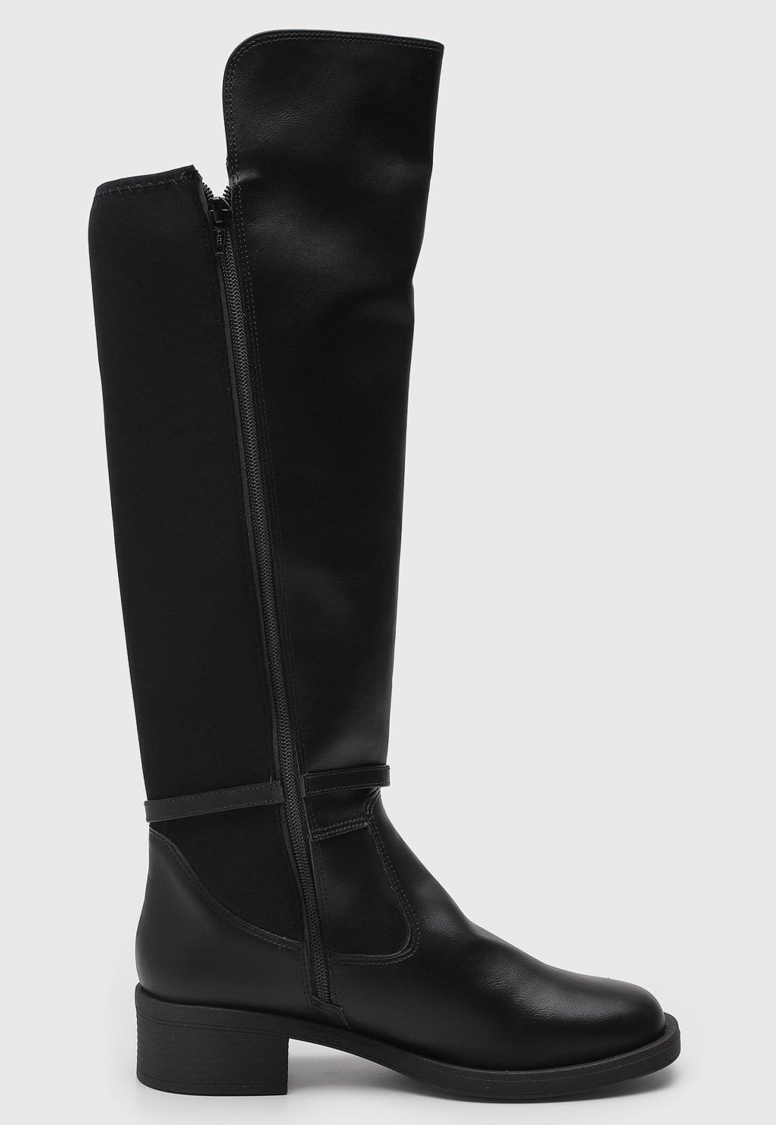 Vista 2 Bota Feminina cê Salto Baixo Preta BEBECÊ preto