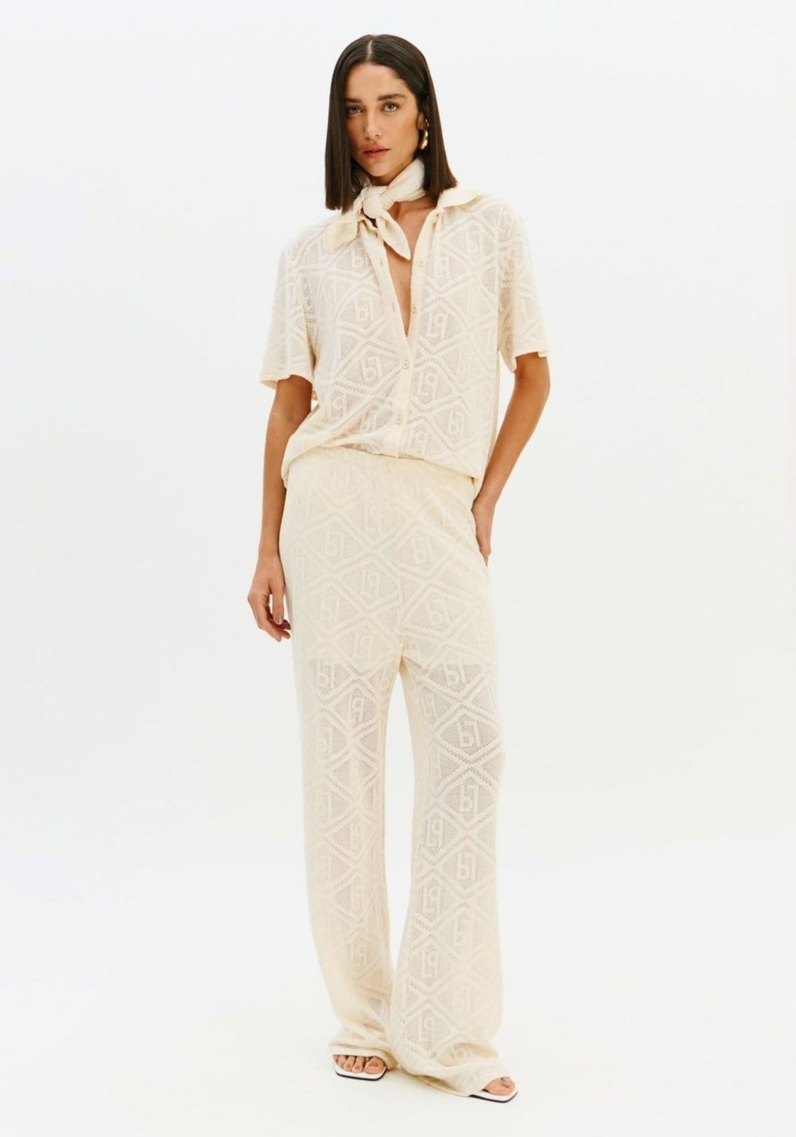 Calça Wide Leg Com Cintura Alta