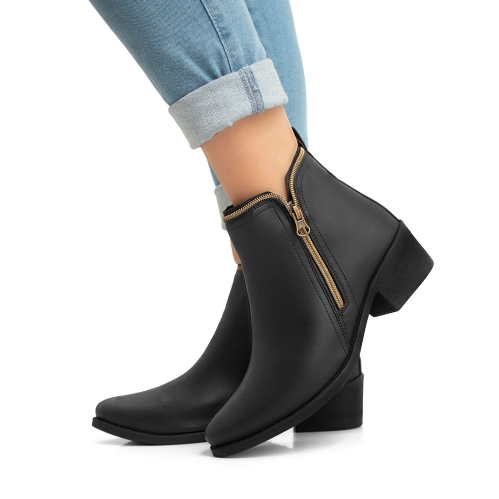 Bota Feminina Cano Curto Zíper Lateral Moderna Confortável