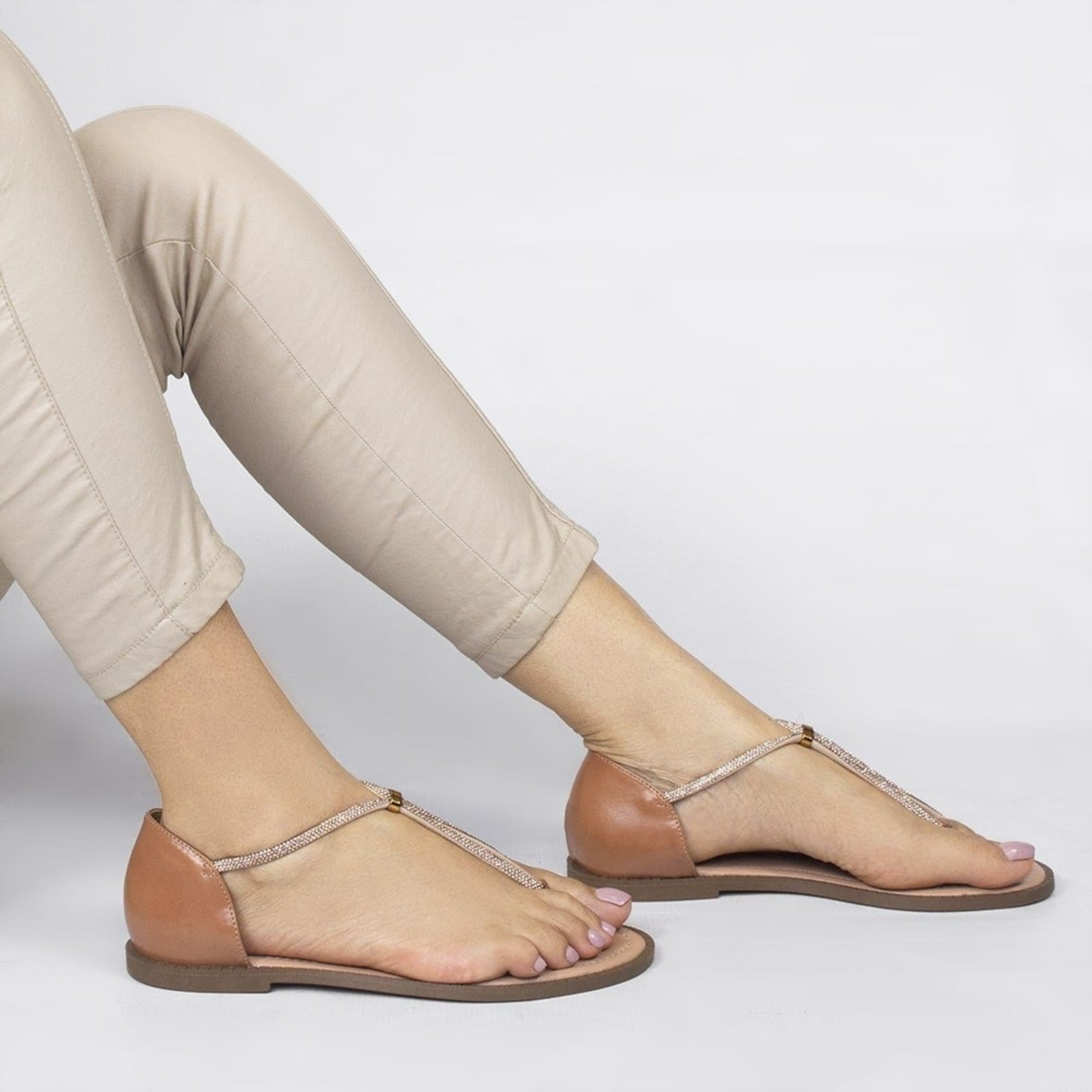 Vista 2 Rasteira Fechada Zatta Brilho Lady ZATTA nude