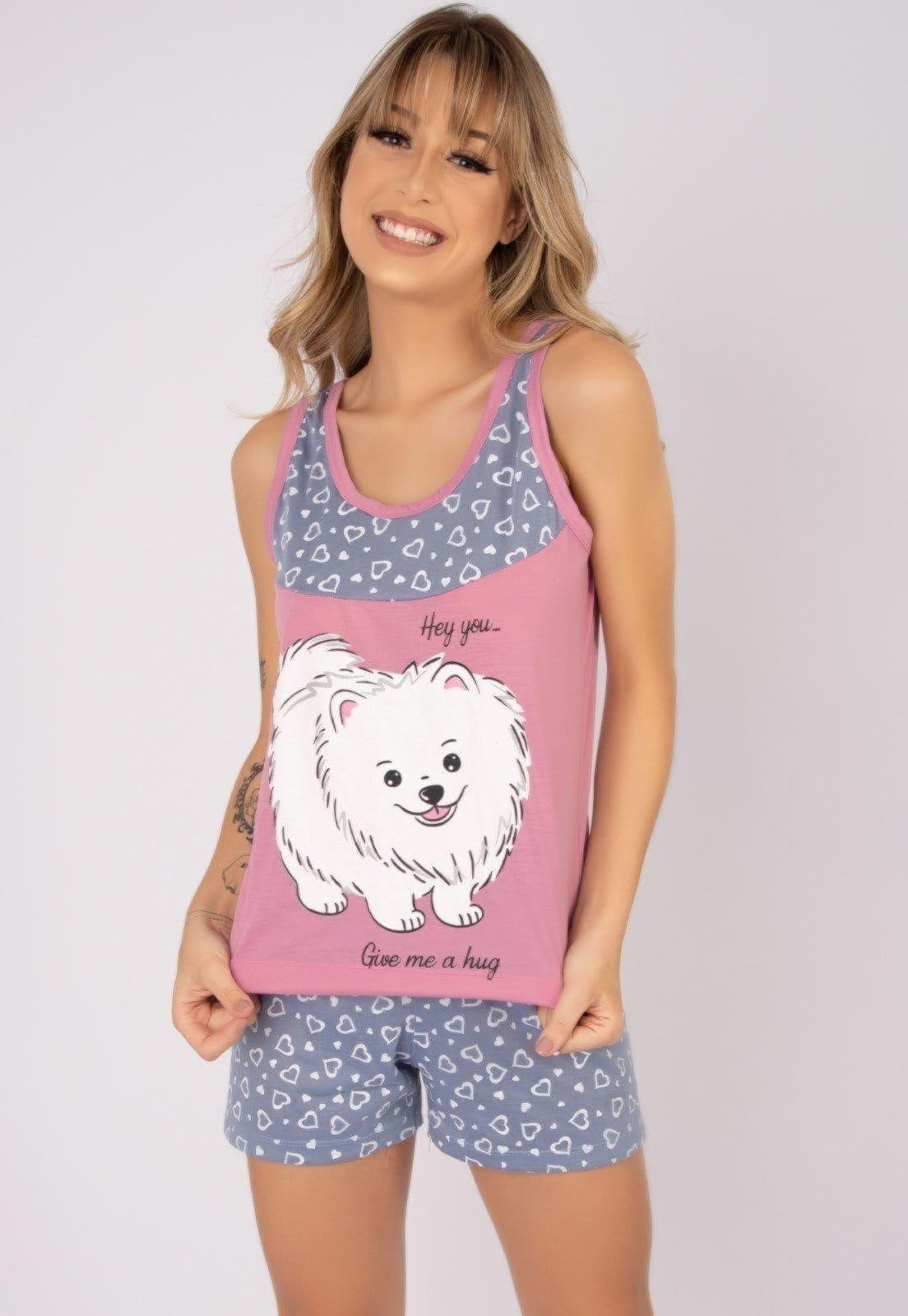 Vista 2 Baby Doll Regata Serra e Mar Modas Pijama Cachorro SERRA E MAR MODAS rosa