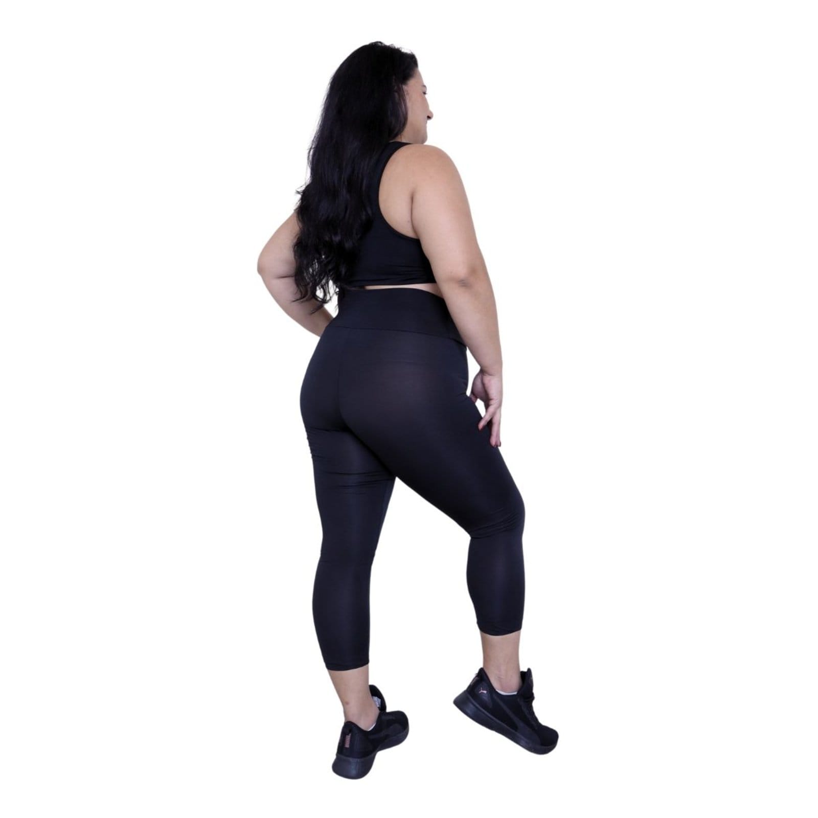 Vista 2 Calça Legging Plus Size Heide Ribeiro Corsário Fit Silver Preto Heide Ribeiro preto silver